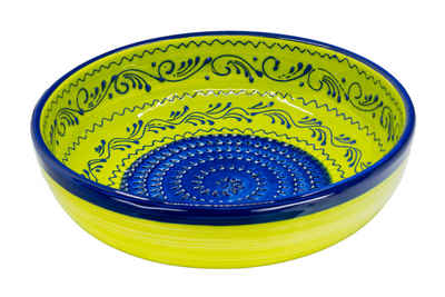 Kaladia Multireibe Große Reibeschüssel in Grün & Blau, Keramik, handbemalte Küchenreibe - Made in Spain