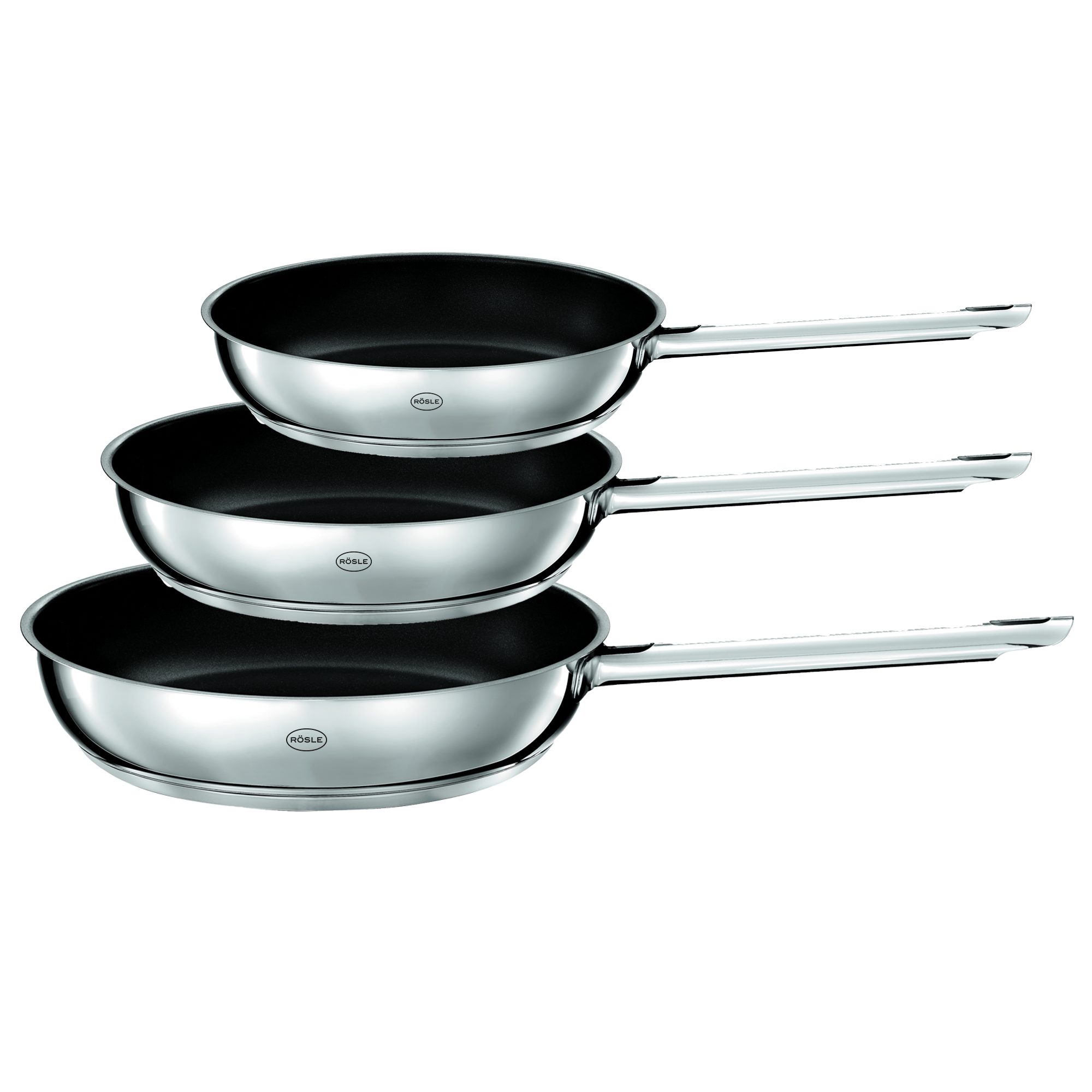 RÖSLE Pfannen-Set PUREELEMENTS 3-tlg. Keramik ProCeraPlus, Edelstahl 18/10 (Set, 3-tlg)