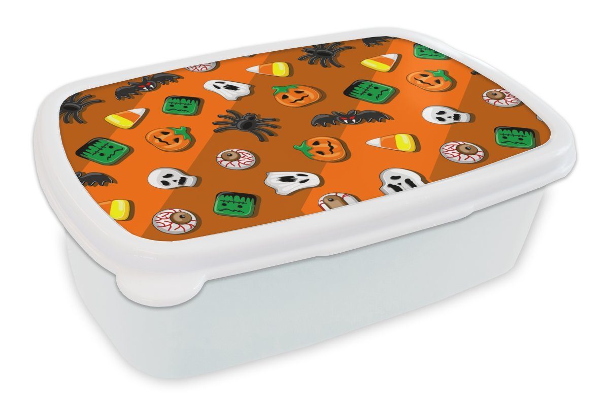 Muster, weiß Brotdose, Mädchen Halloween Kunststoff, Lunchbox Jungs Brotbox Süßigkeiten und Erwachsene, MuchoWow (2-tlg), für - und Kinder - für