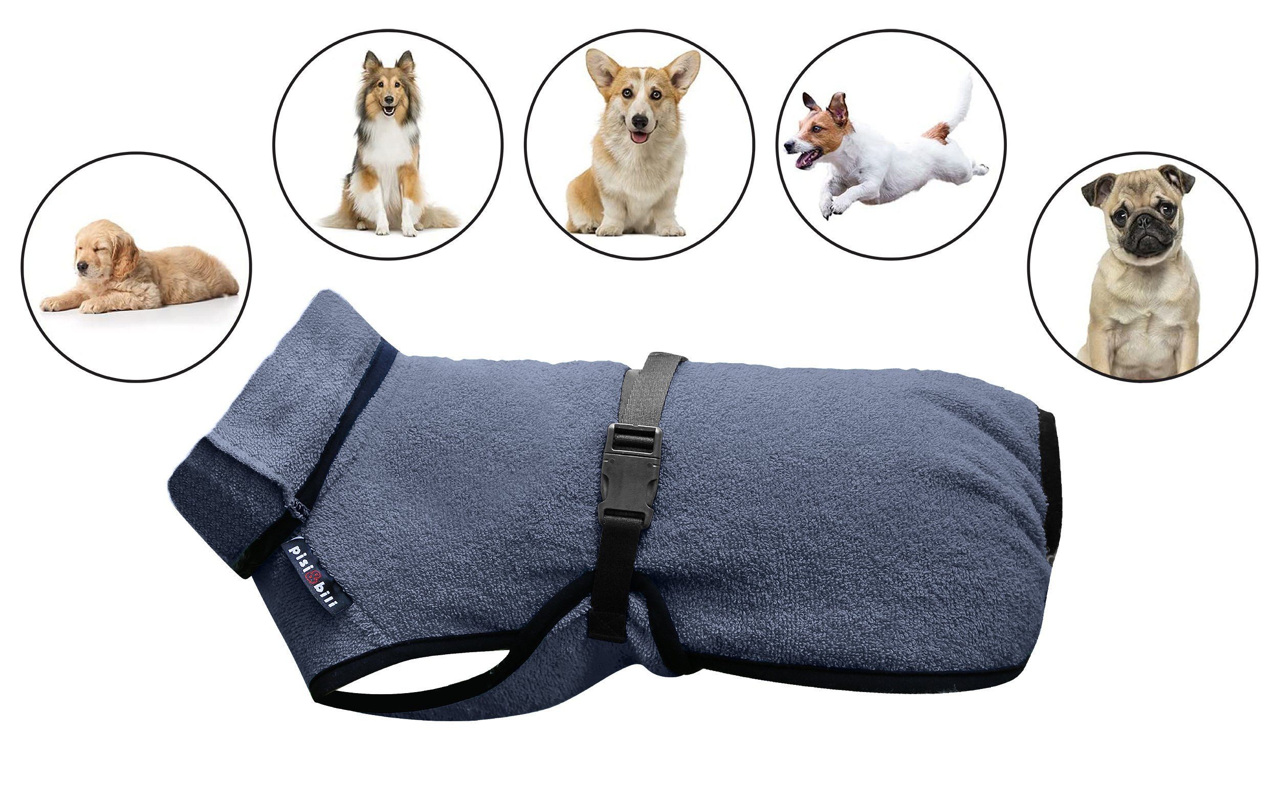 Pisi & Bili Hundebademantel 100% Baumwolle Hundebademantel, Wintermäntel, zum Trocknen