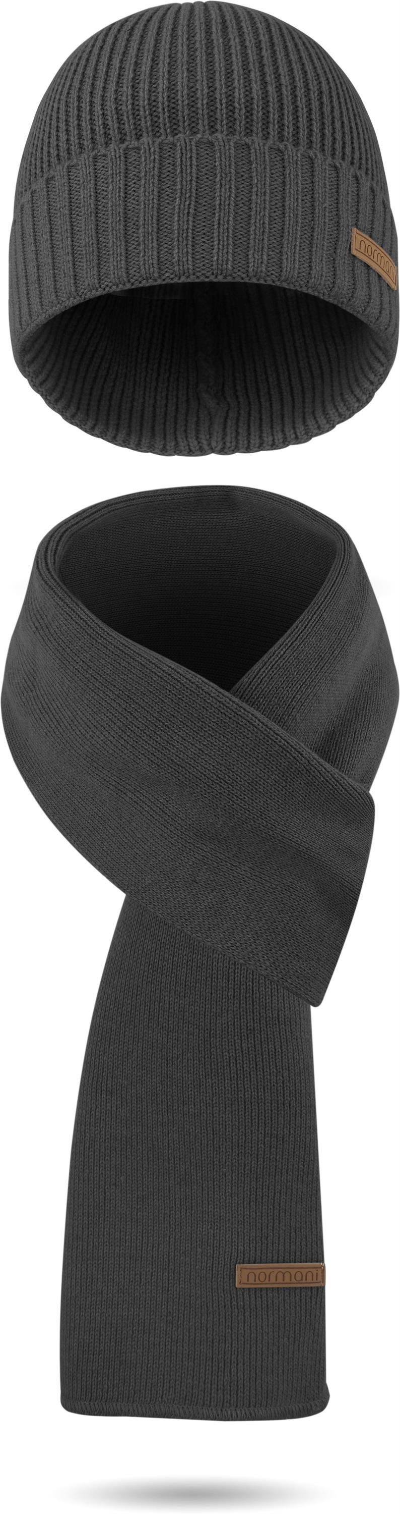 normani Strickmütze Winterset aus Merinowolle Schal und Mütze glatt günstig online kaufen