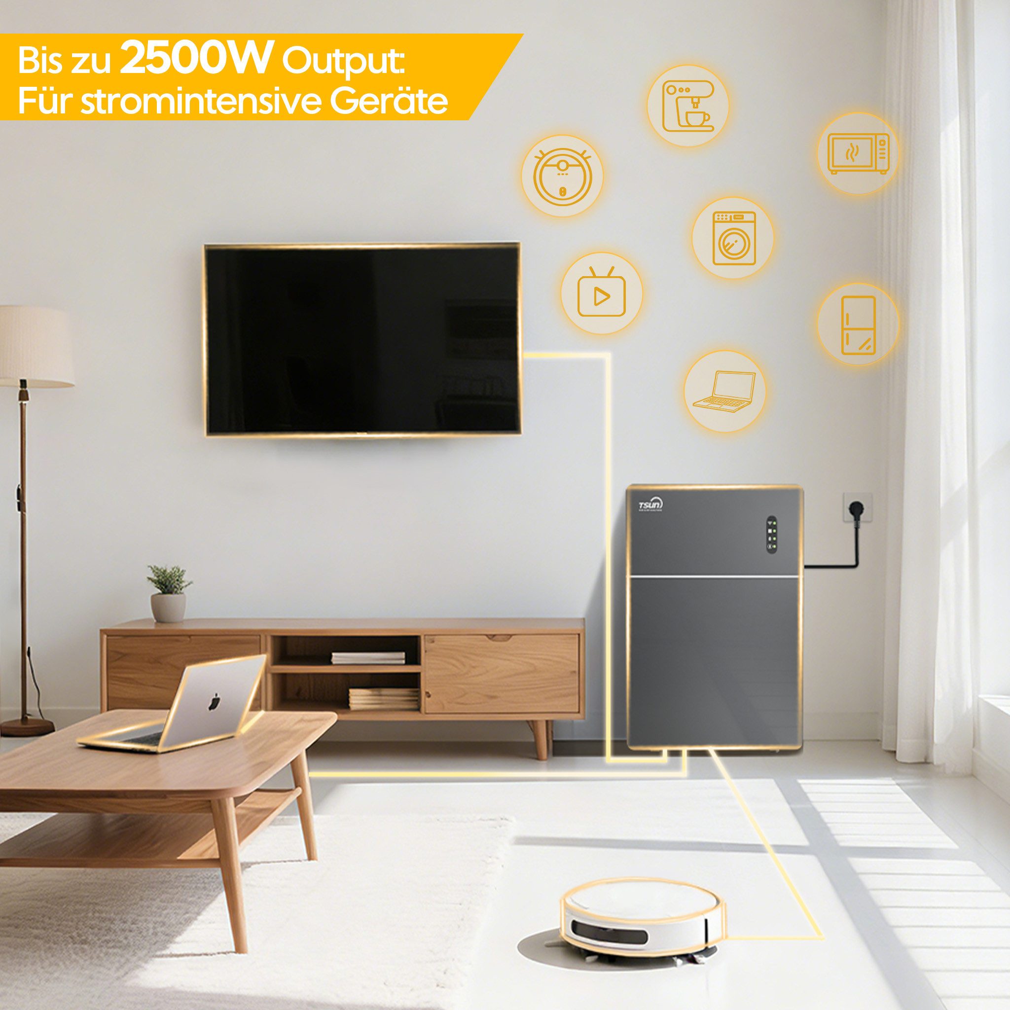 Tsun Balkonkraftwerk TSUN MAU 5000 5kWh Batteriespeicher, 2500W PV Input Plug & Play – Bild 4 von 5