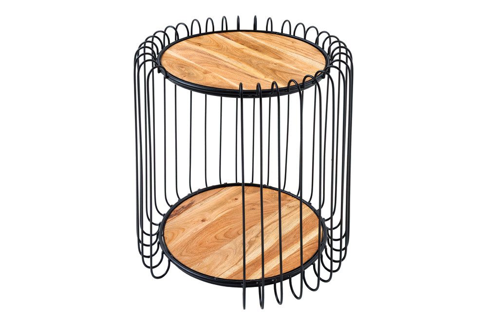 riess-ambiente Beistelltisch TRUE ELEMENTS 50cm natur/schwarz - Akazie, Massivholz, Eisen, handmade (Einzelartikel, 1-St), Industrial Couchtisch - ideal für Ess-, Wohn- & Schlafzimmer oder Loft