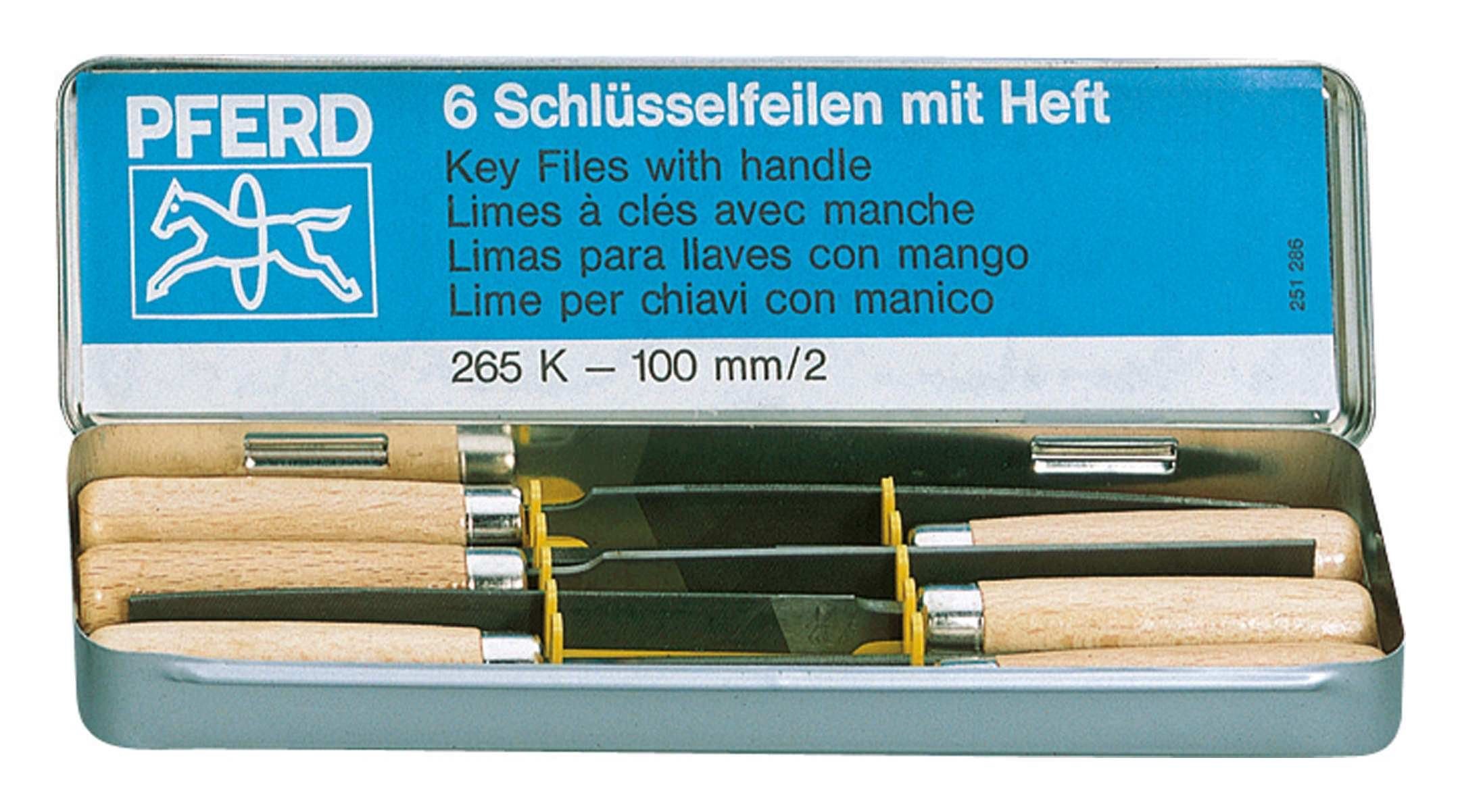 Pferd Feile, (6 St), Schlüsselfeilen-Satz 6tlg. 100 mm Hieb 2