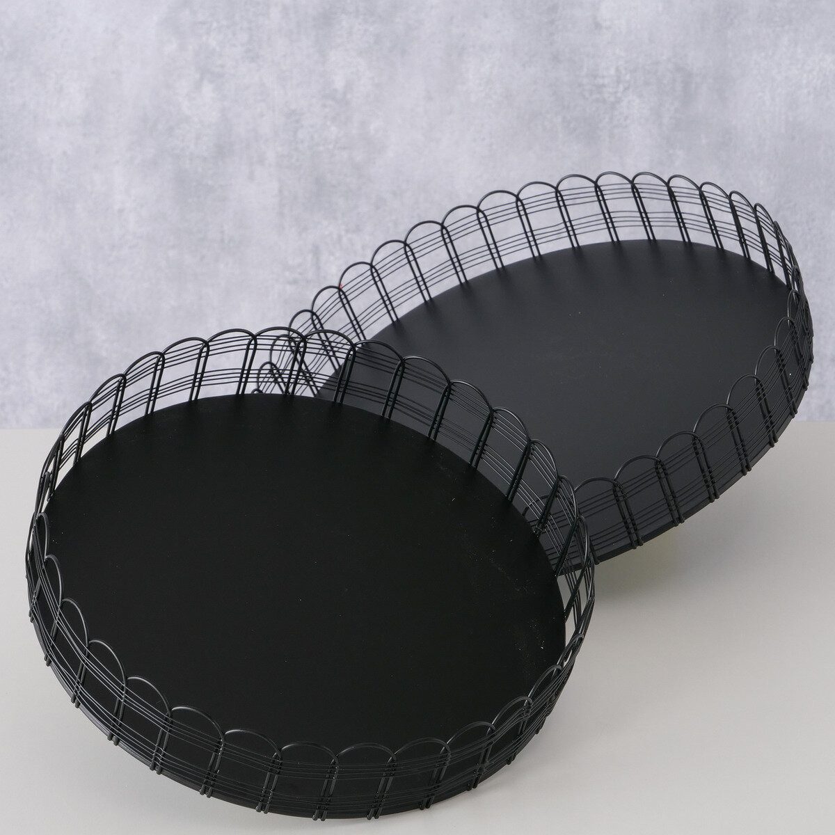 BOLTZE GRUPPE GmbH Tablett Tabletts von WEIRA, Ø 25-31 cm, 2er-Set, Metall