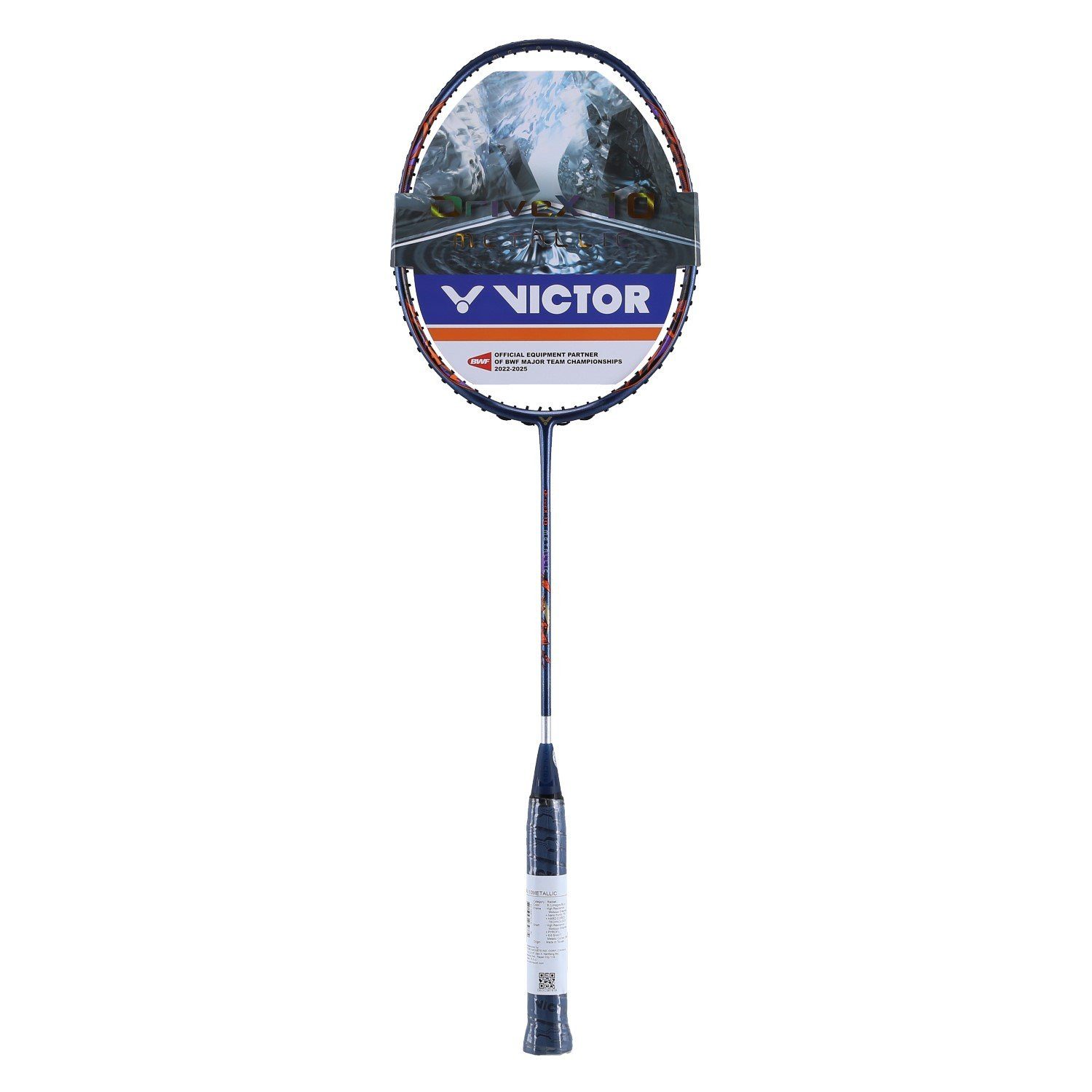 VICTOR Badmintonschläger DriveX 10 METALLIC B (ausgewogen, steif, 85g) blau - unbesaitet, Gewichtsklasse: 3U/G5