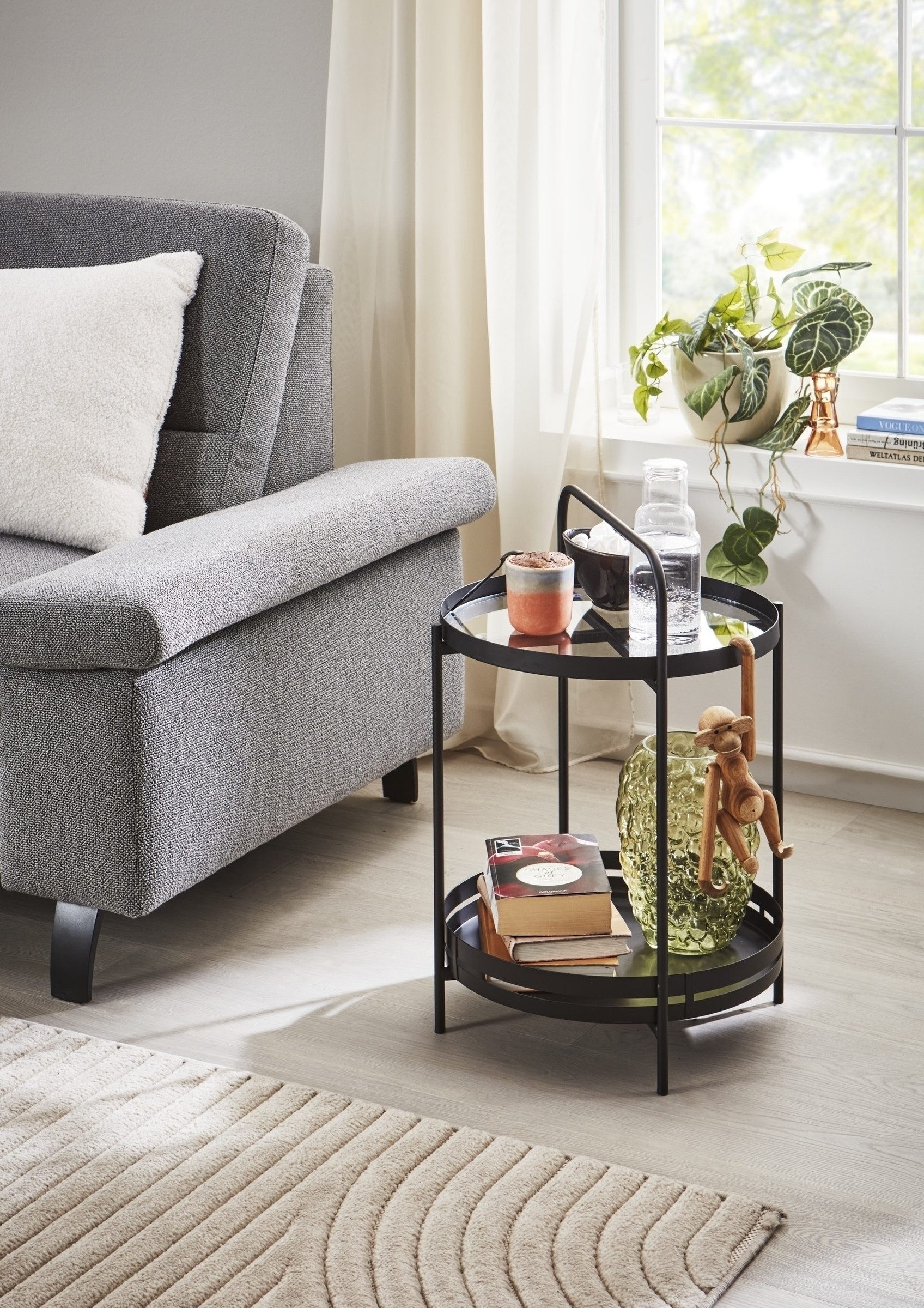 freiraum Couchtisch Tino, in Schwarz, Metall - 44x62x44cm (BxHxT)