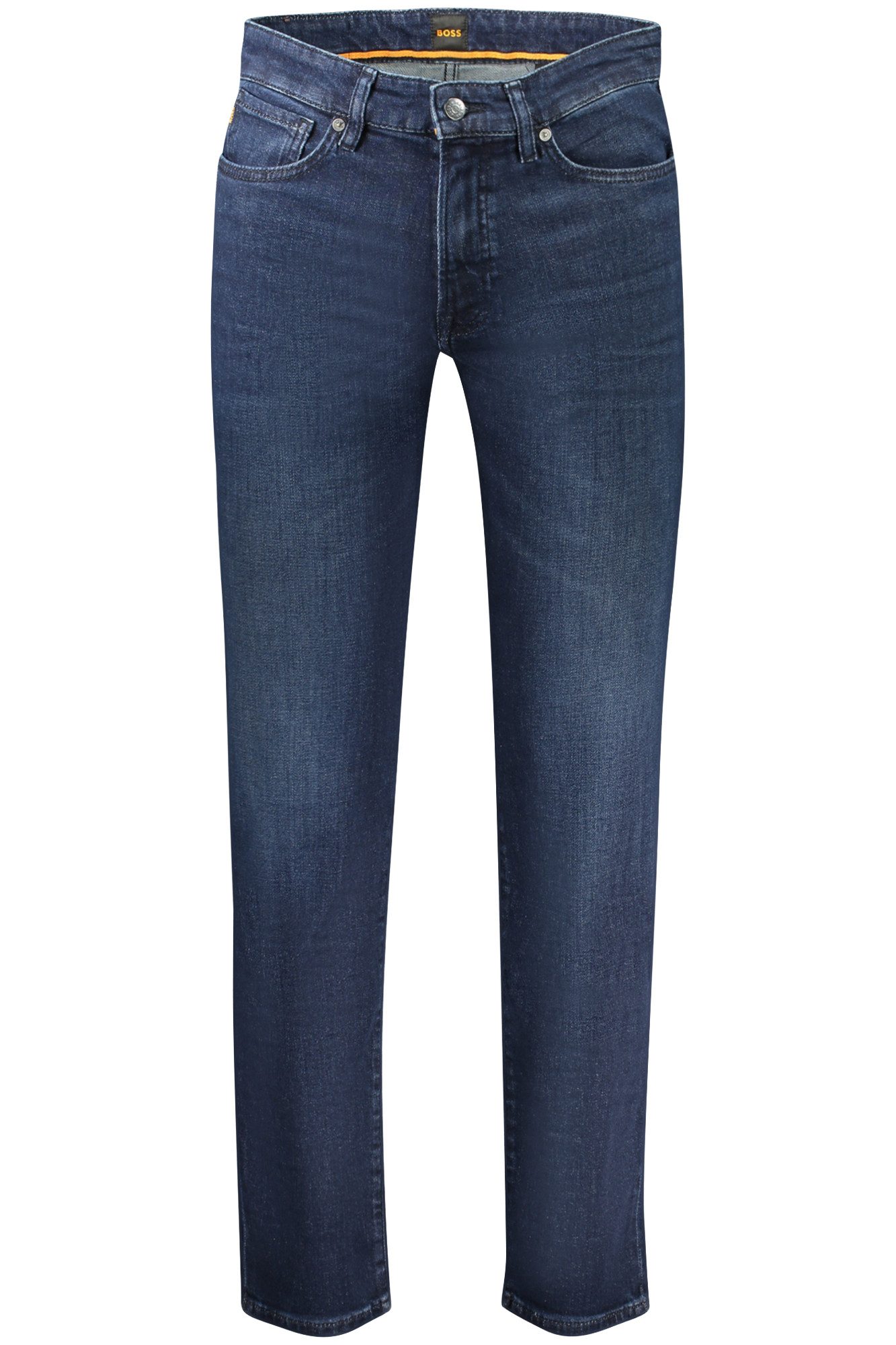 BOSS 5-Pocket-Jeans Zeitlose Herren-Jeans in Blau: Regular Fit mit 5 Taschen und Logo