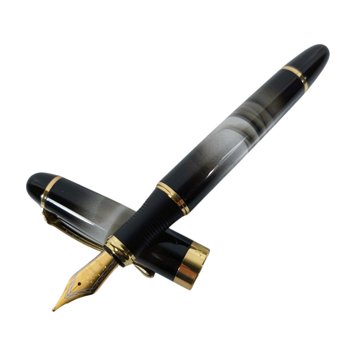 Ware aus aller Welt Füllfederhalter Edler Kolbenfüller Stahlfeder vergoldet mit Stiftetui, (1-tlg)