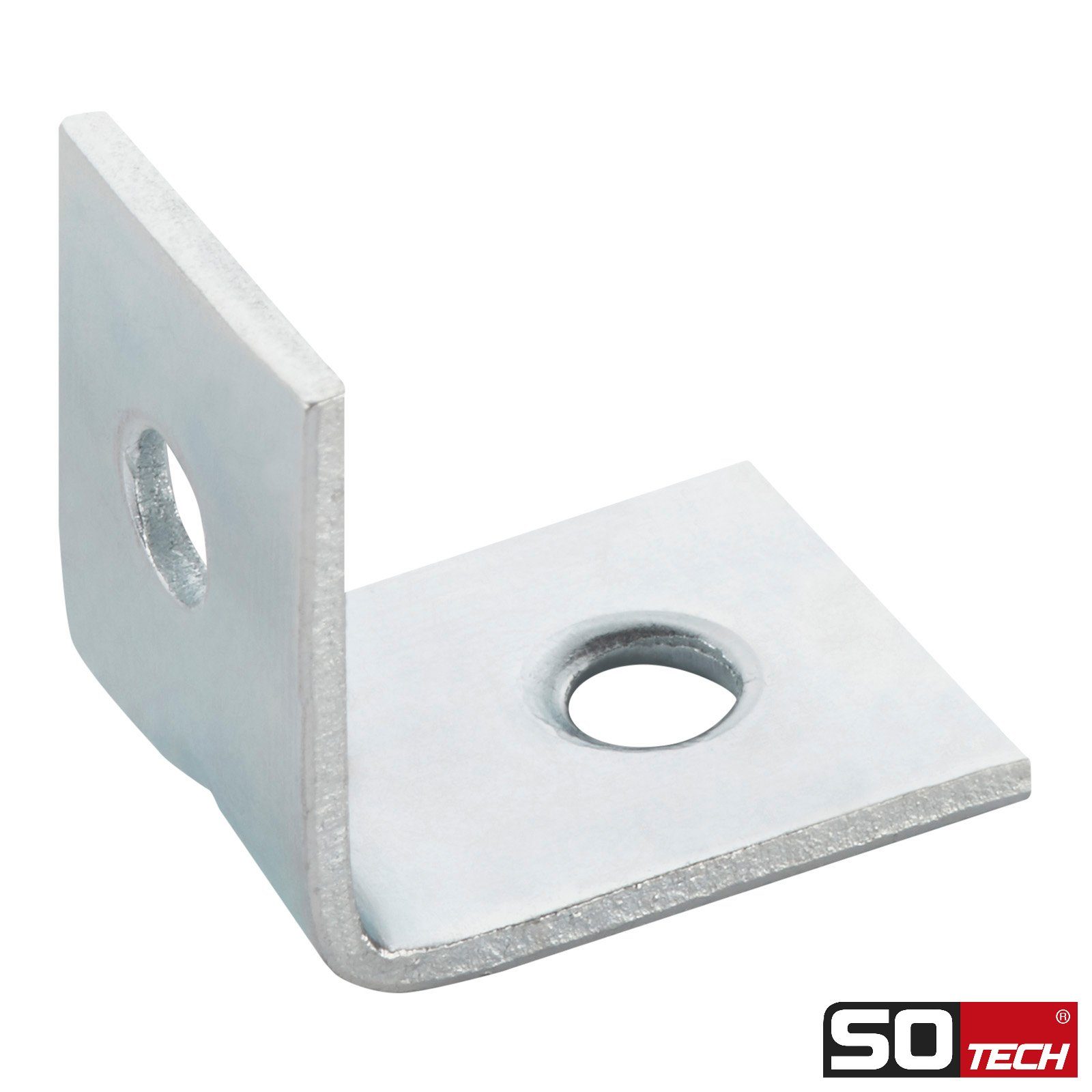 SO-TECH® Winkelverbinder L-Winkel gerade, Stahl verzinkt, Lochung gesenkt, LxB: 2x1.5 mm, (10-St), Möbelwinkel mit Sicke, 20 x 20 x 15 x 1,5 mm