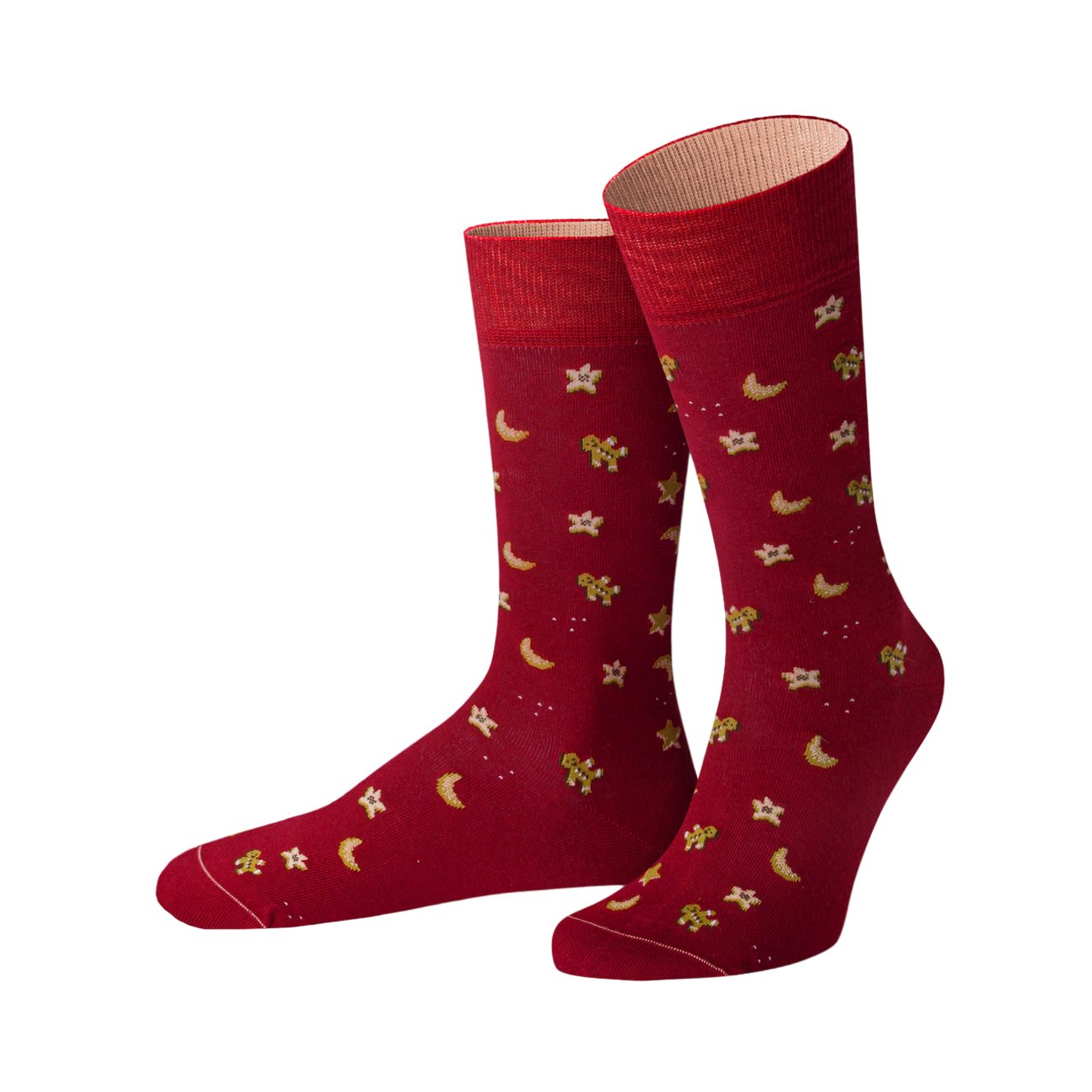 von Jungfeld Socken Gemusterte Socken mit Vanillekipferl Icon in Rot