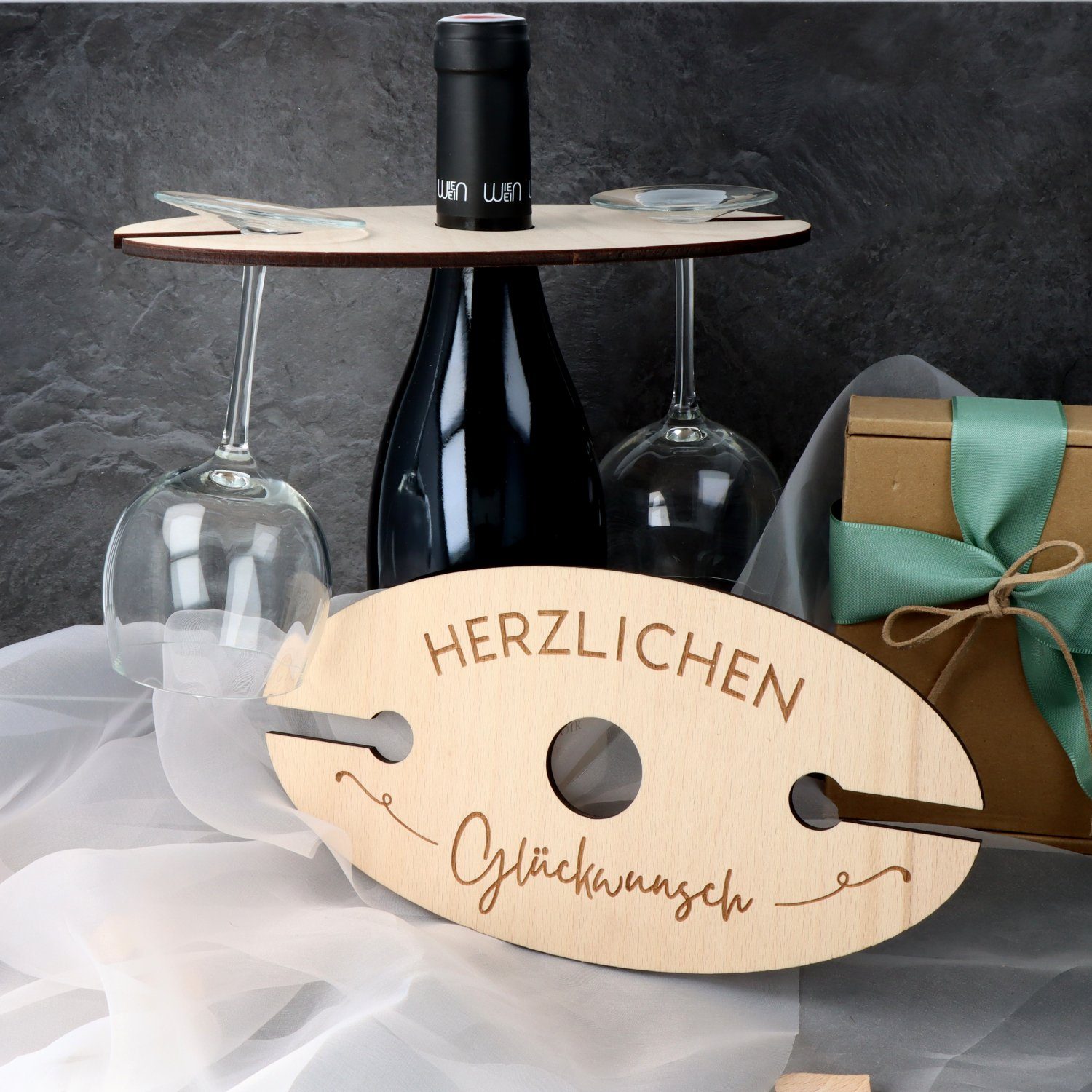 Spruchreif® Weinflaschenhalter Weinglashalter aus Holz, Holz günstig online kaufen