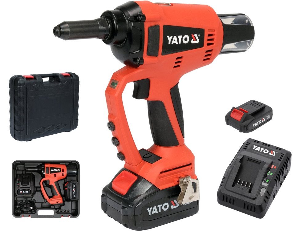 Yato Handpresse NITOWNICA BEZSZCZOTKOWA 18V 20.000N, Akku Blindnietgerät 18V (1xAkku 3Ah), Akku