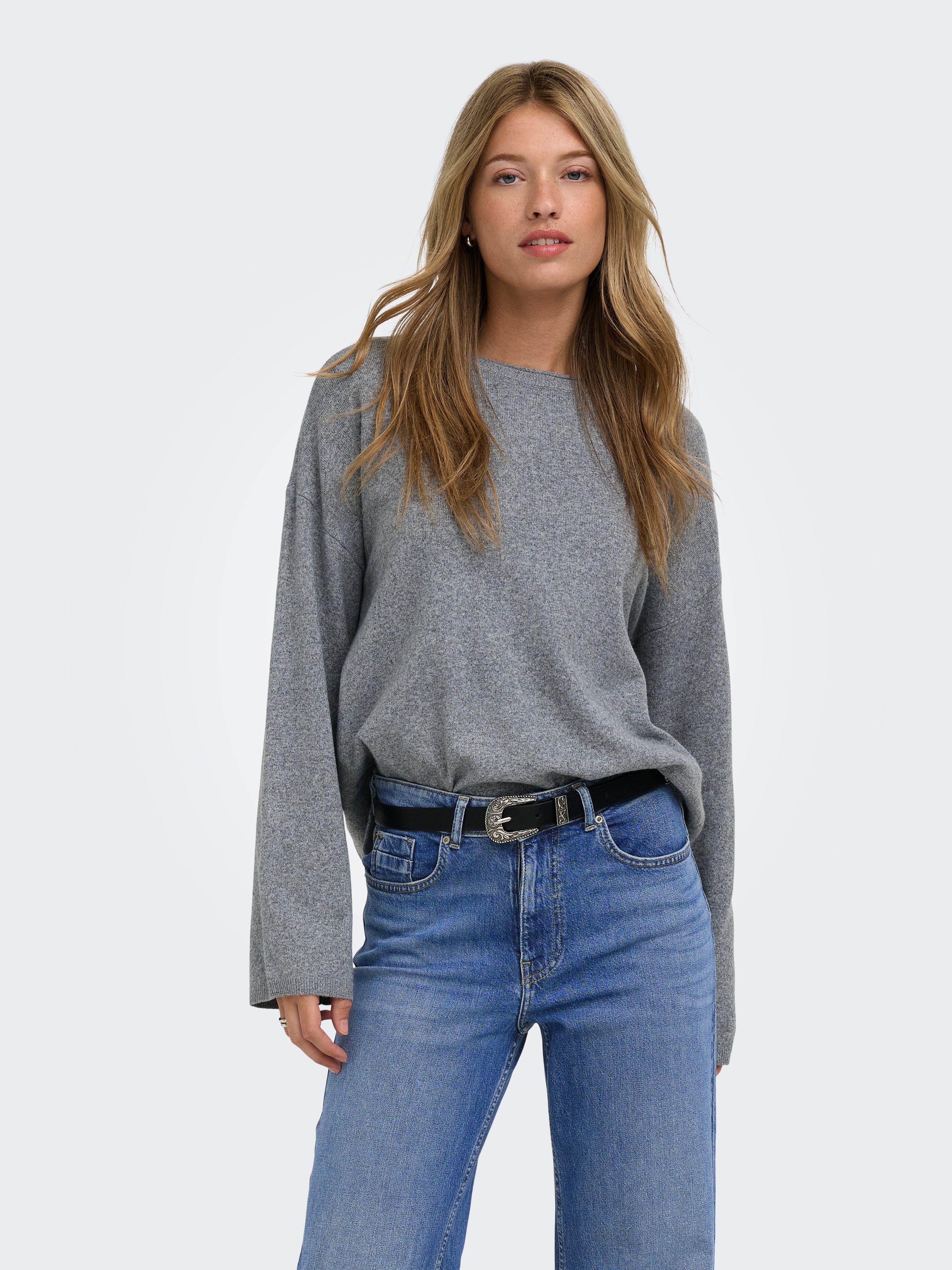 ONLY Strickpullover ONLLOYAL AMALIO LIFE LS O-NECK KNT NOOS Materialmix