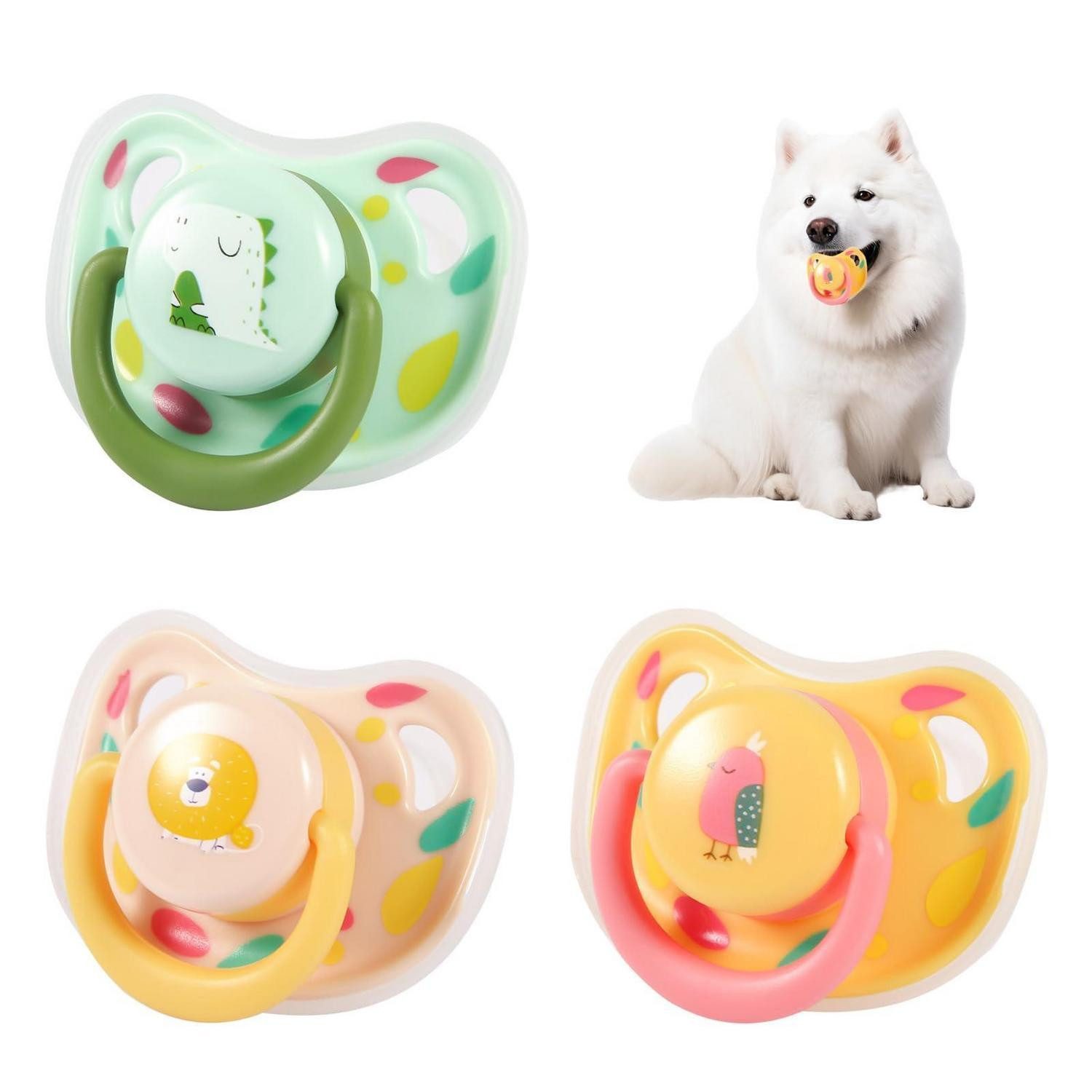 LuxusKollektion Tierquietschie Hundeschnuller 3er Set Niedlich Silikon, Kunststoff, (3-tlg)