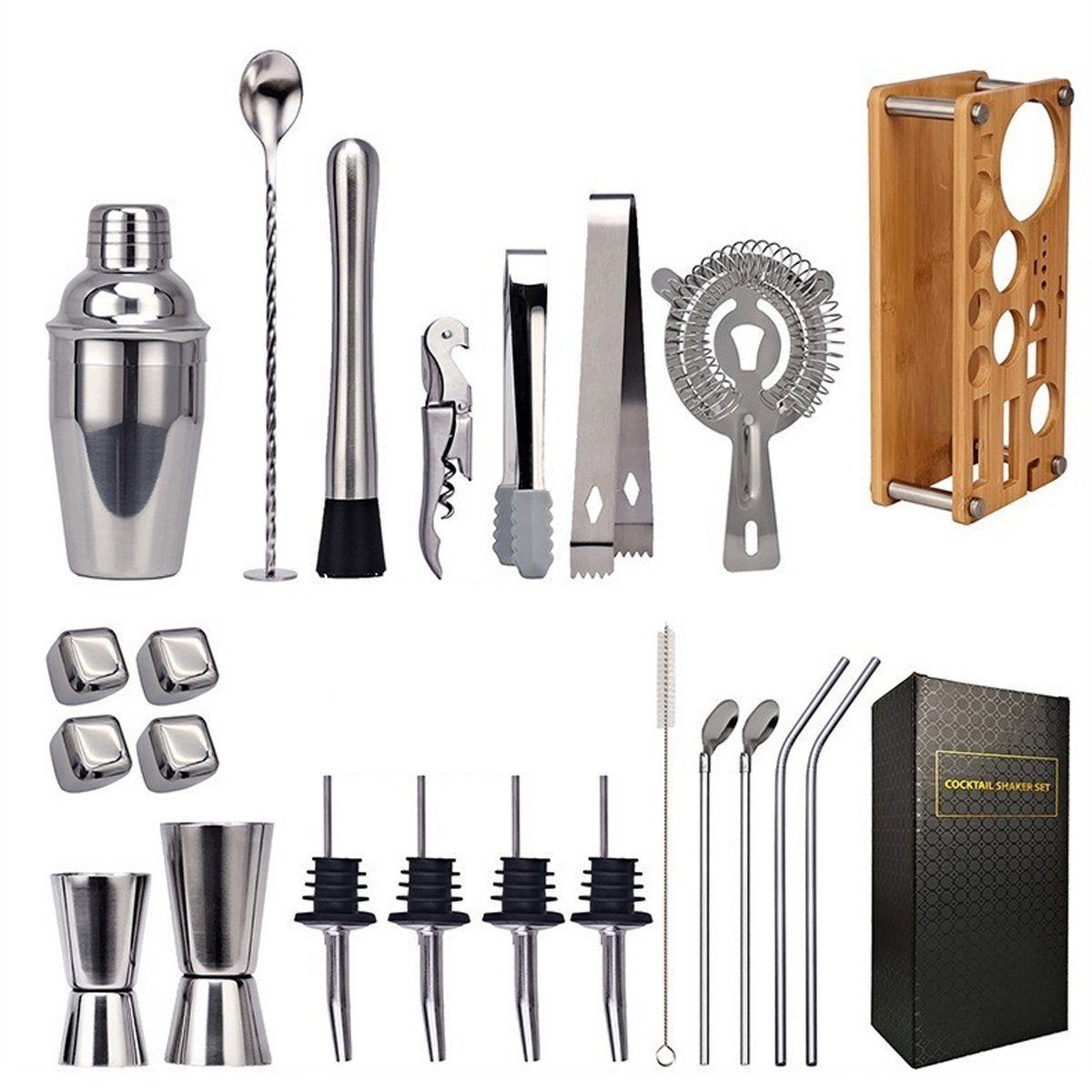 Cocktail Shaker Barkeeper-Set – 23-teiliges Edelstahlzubehör