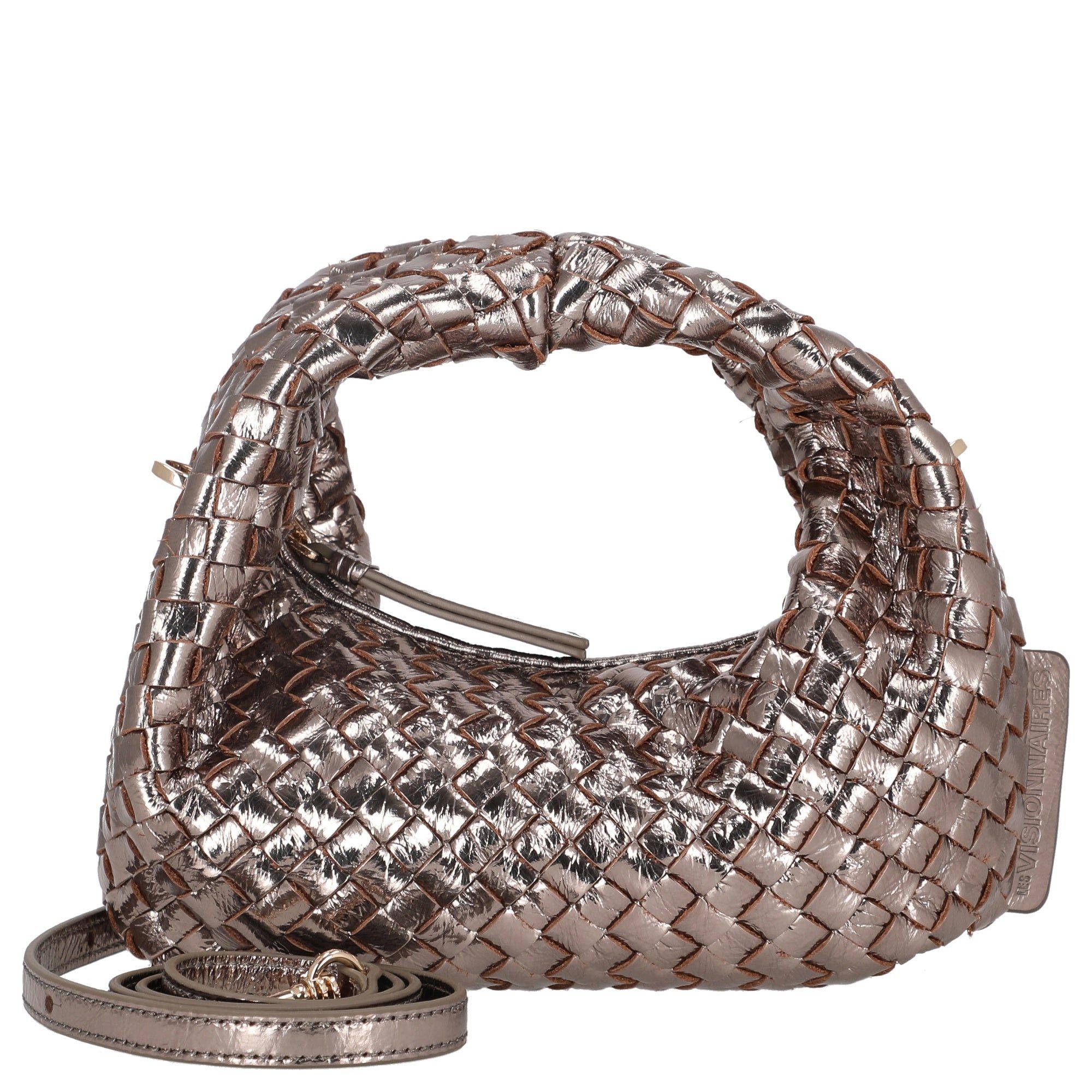Les Visionnaires Umhängetasche Greta Micro Weave Metallic - Henkeltasche (light bronze)