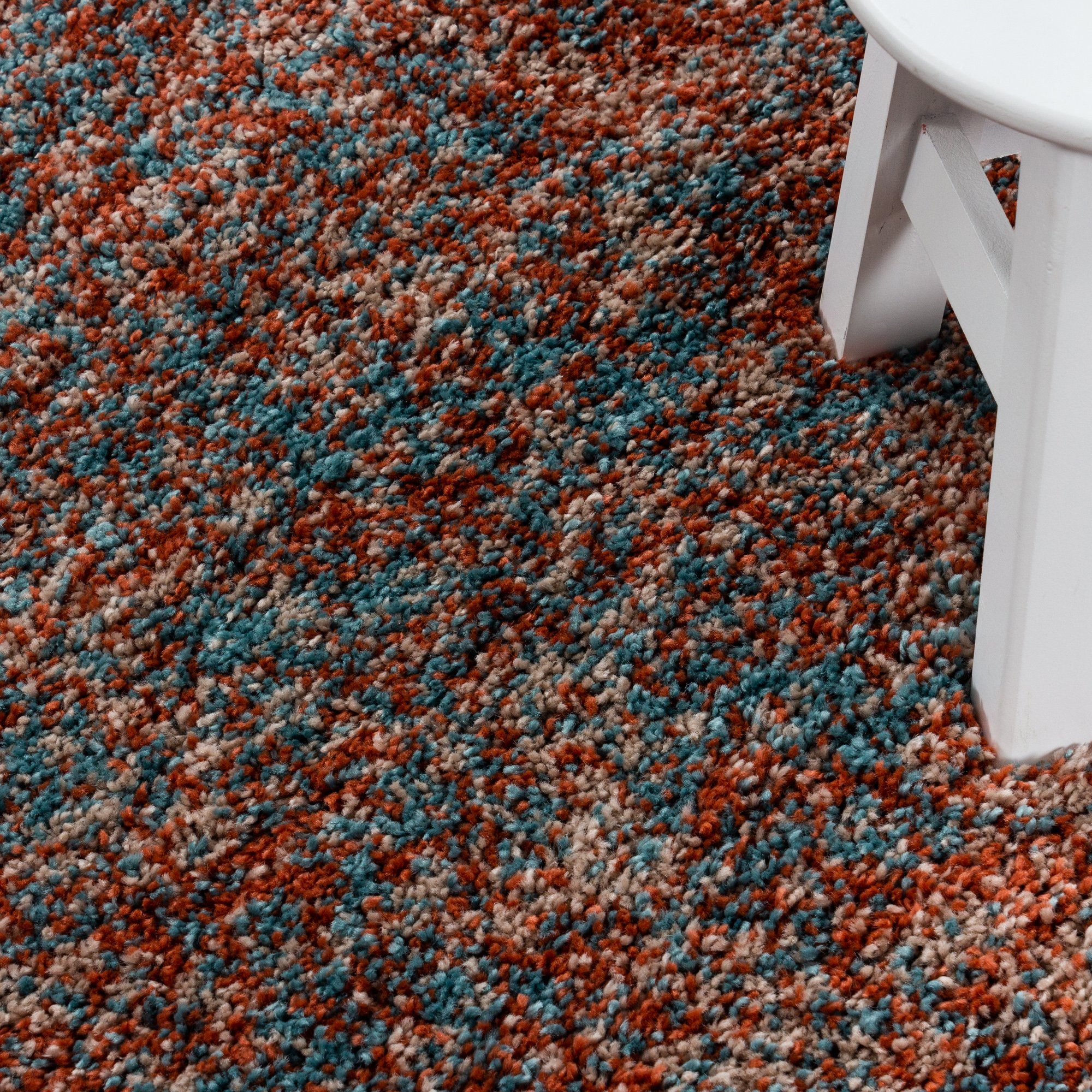 Design mm, Carpetsale24, Wohnzimmer Meliert Terrakotta Meliert Rund, farben Hochflor-Teppich 30 und versch. größen Design, Runder Teppich Höhe: