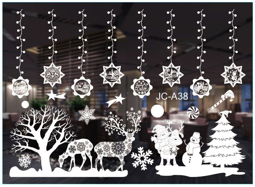 Coonoor Fenstersticker Fensterbilder Weihnachten Selbstklebend, Weihnachtsdeko Fenster, Groß Fensterbild Winter für Glas Tür Fensterdeko Weihnachten Deko