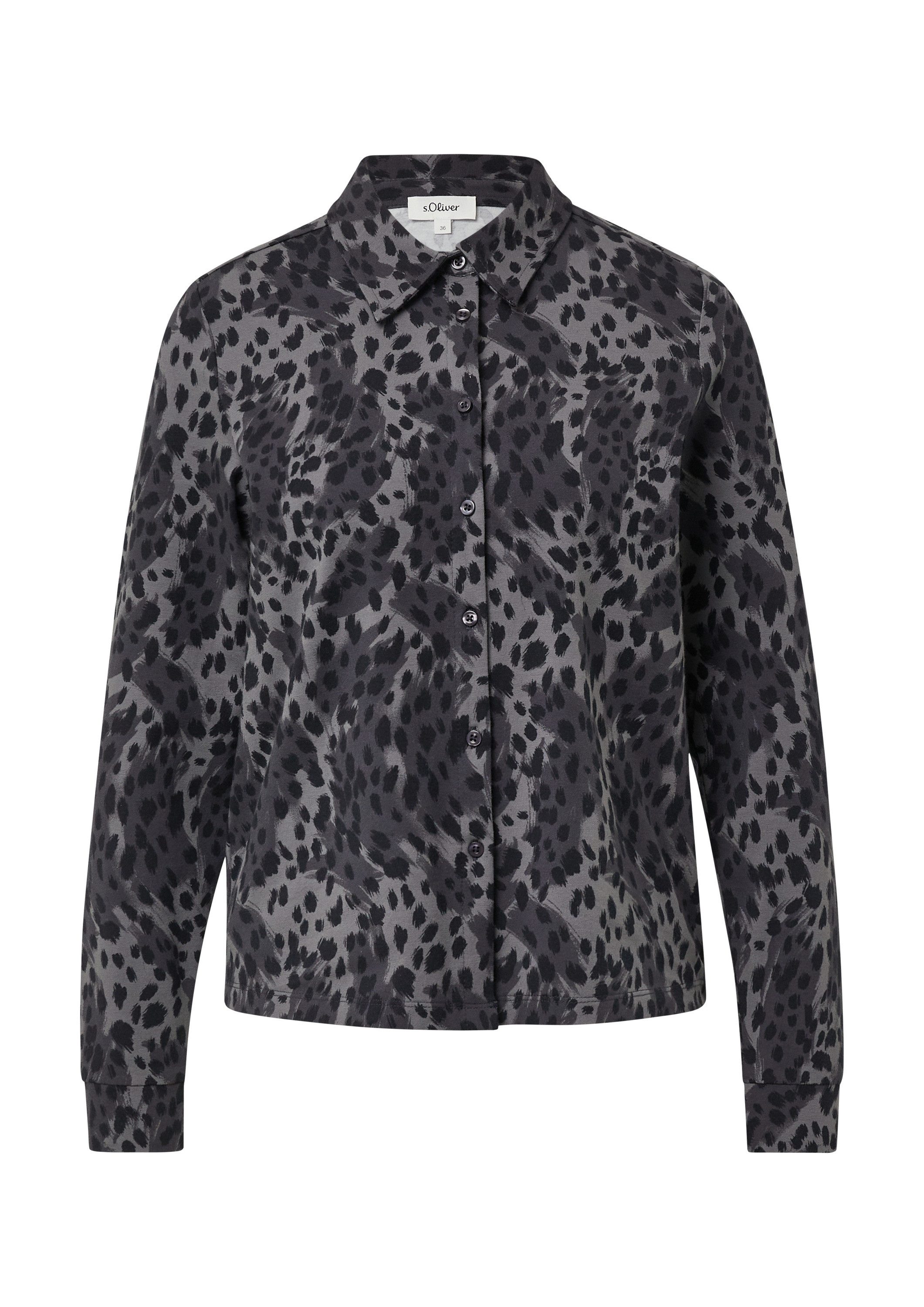s.Oliver Langarmshirt T-Shirt Jerseybluse mit Leo-Muster