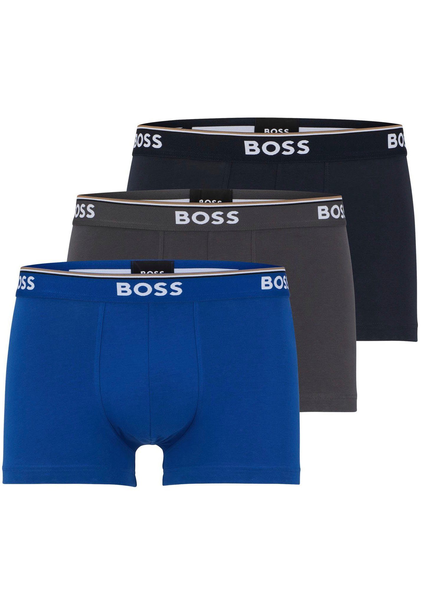 HUGO BOSS Boxer (Packung, 3er-Pack) mit Logo Webbund open blue