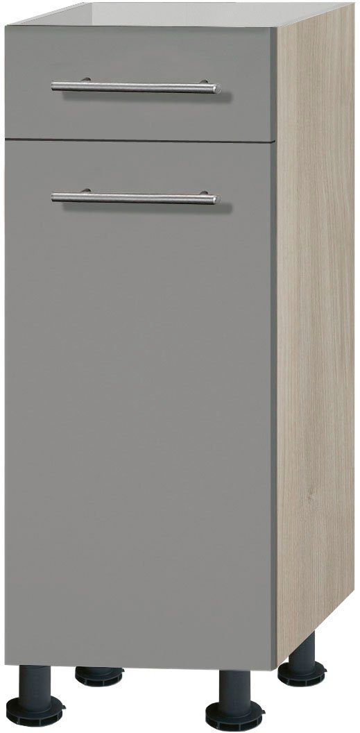OPTIFIT Unterschrank Bern 30 cm breit, mit 1 Tür und Schubkasten, mit höhenverstellbaren Füßen basaltgrau/akaziefarben | akaziefarben