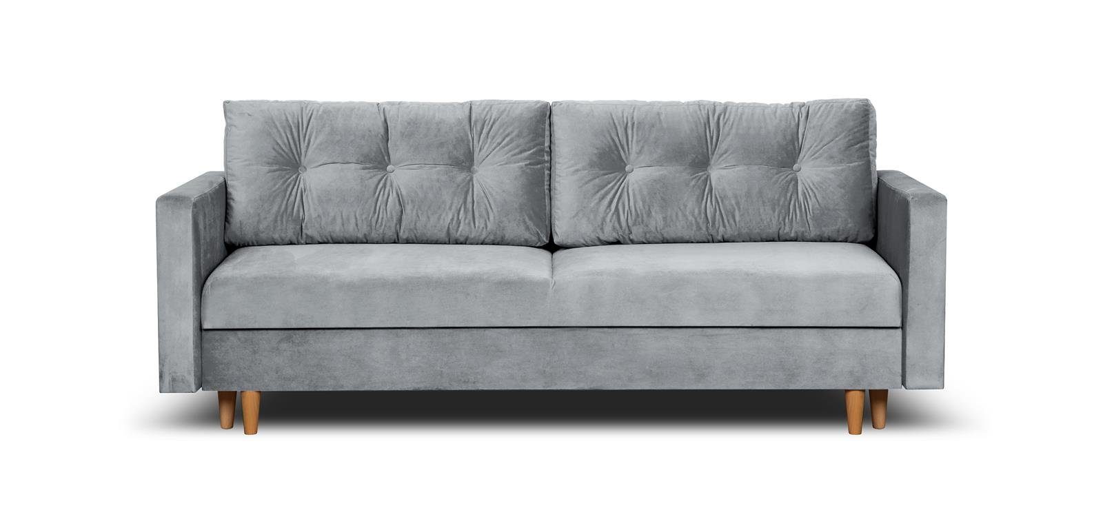 Beautysofa Schlafsofa Sigurd, mit Schlaffunktion und Bettkasten, Polstersofa aus Velours, Sofa im skandinavischen Stil