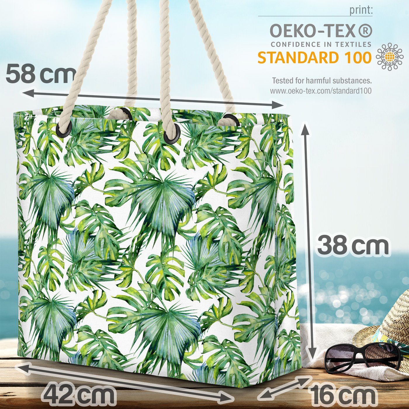 VOID Strandtasche (1-tlg), Dschungel palme Beach bunt muster baum garten Bag pflanze Natur Blätter Muster