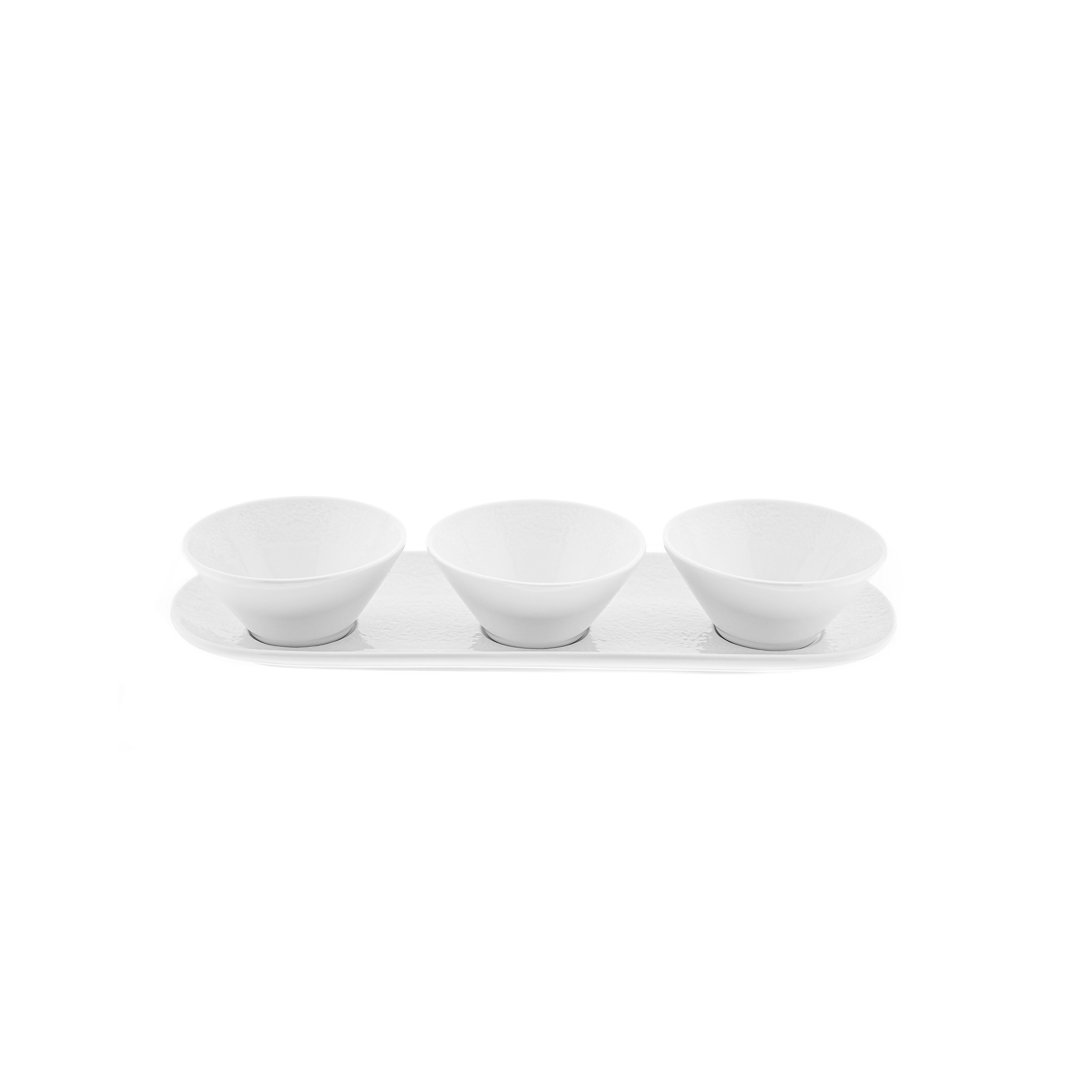 Mulex Snackschale Sara 4-teiliges Snackschalen-Set - 3 Schalen mit Servierplatte, (4-tlg), aus hochwertigem Porzellan