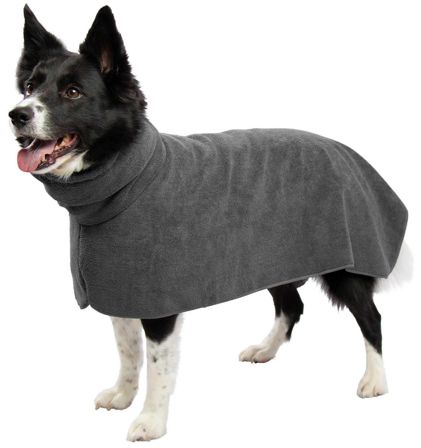 ZOLLNER24 Hundebademantel, 85% Polyester, 15% Polyamid, hinten mit Öse und Knopf
