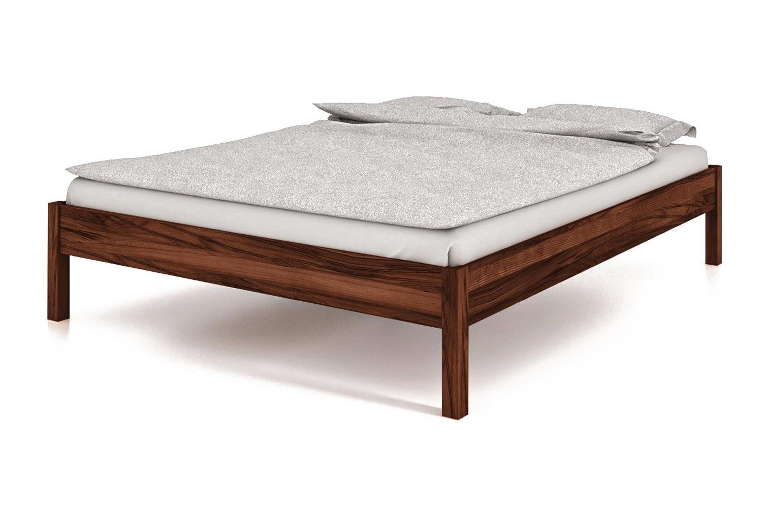 Natur24 Einzelbett Bett Bento 1 Wildeiche massiv 160x200cm ohne Kopfteil mit Holzbeinen