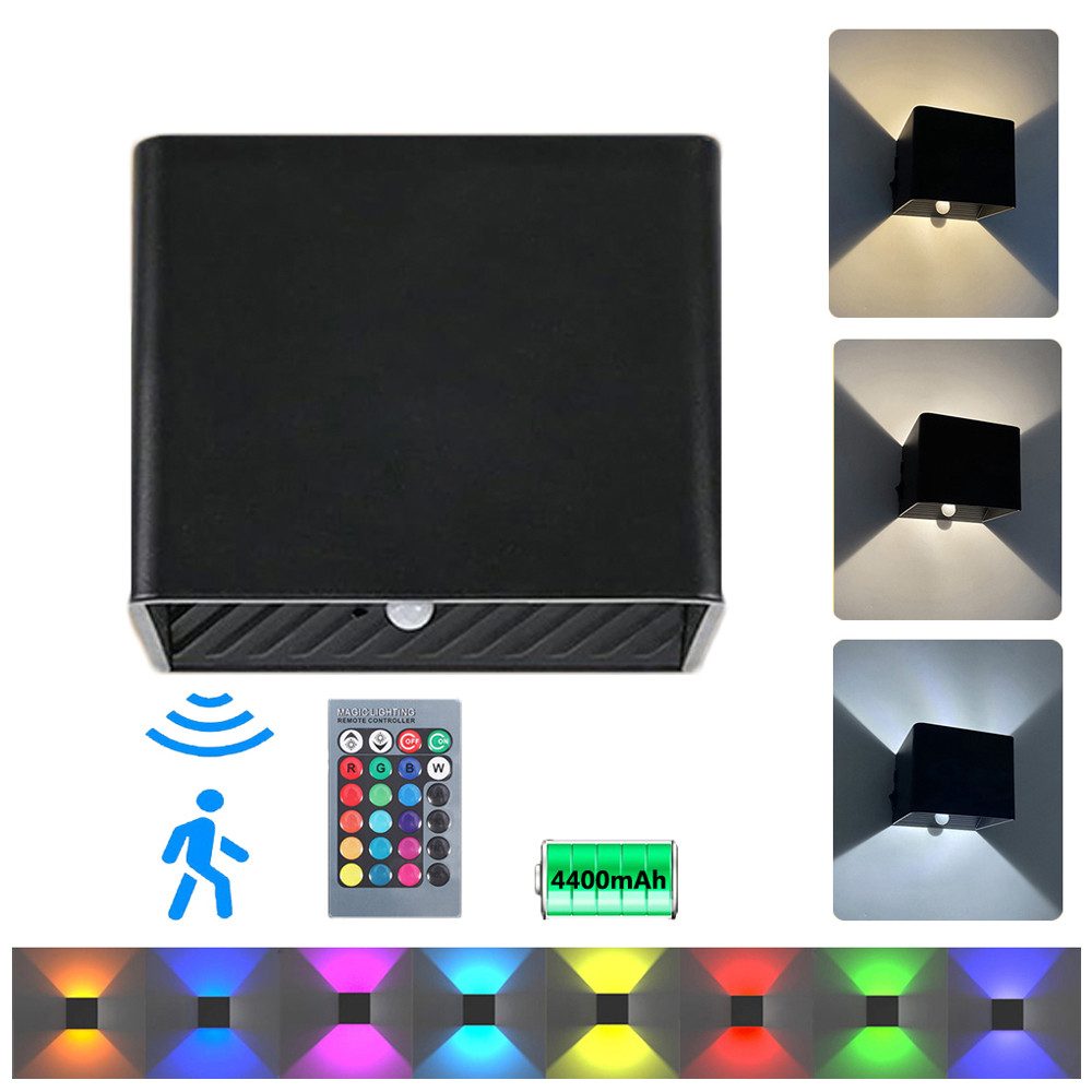 Jibenhome LED Wandleuchte RGB Wandlampe Innen Bewegungsmelder Akku Aufladba günstig online kaufen