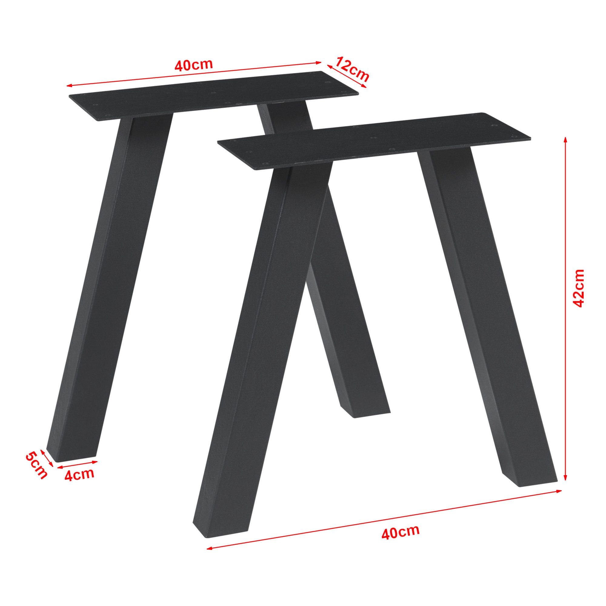 en.casa Tischgestell (2-St., 2er Set), »Mariager« Stahl 42 x 40 cm Schwarz