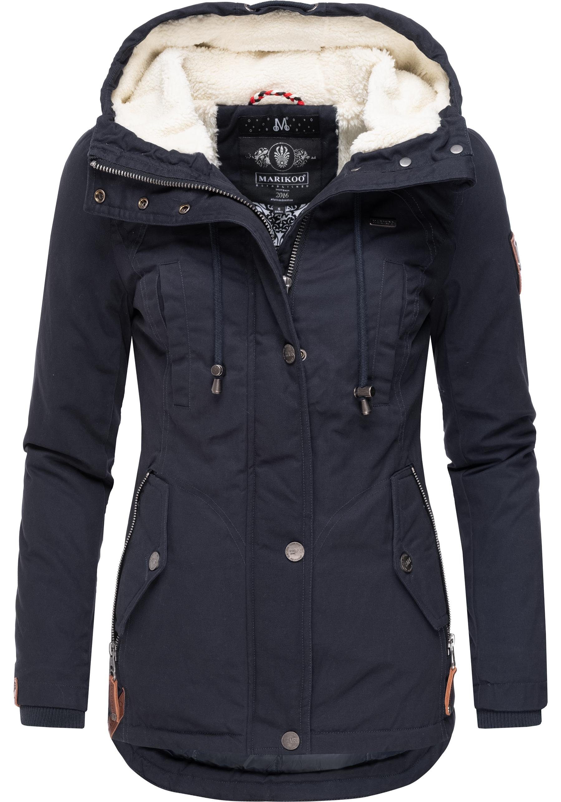 Marikoo Winterjacke Bikoo sportliche Damen Outdoor Baumwolljacke mit Kapuze