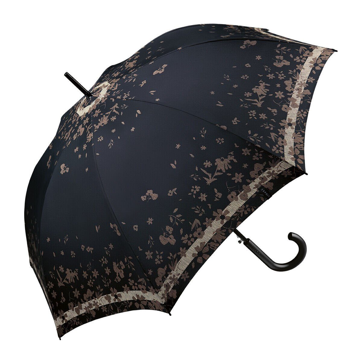 Esprit Stockregenschirm Regenschirm, dezentes Blumenmuster, tolle Herbstfarben
