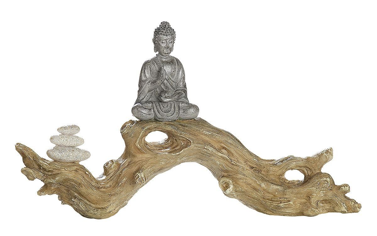 GILDE Dekofigur Indoor - Gilde Buddha auf Baumstamm | Dekofiguren