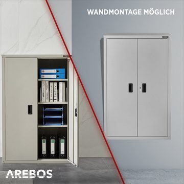 Arebos Aktenschrank Büroschrank Materialschrank Stahlschrank (Stück, grau)