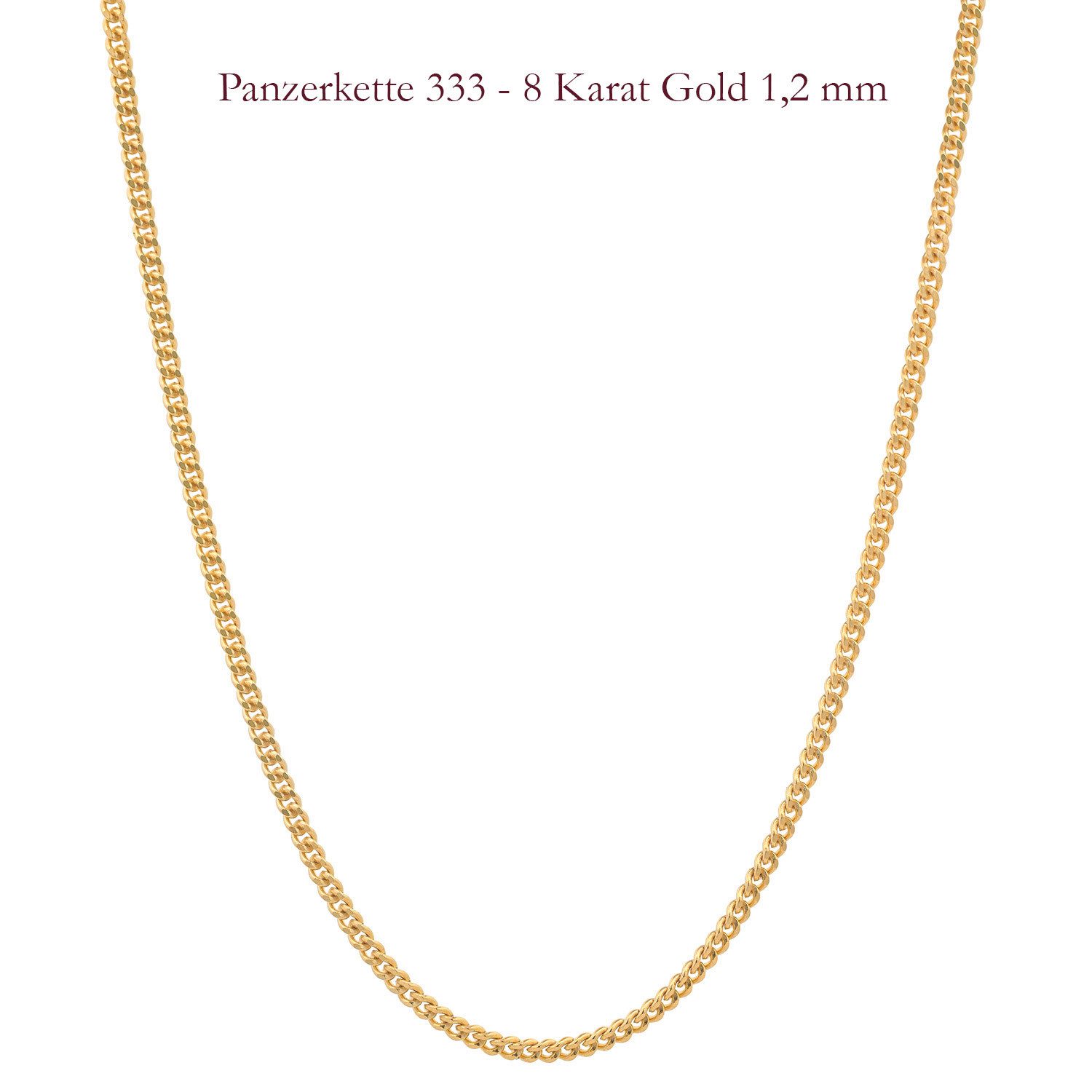 HOPLO Panzerkette Goldkette Panzerkette Länge 36cm - Breite 1,2mm - 333-8 Karat Gold, Made in Germany – Bild 3 von 5