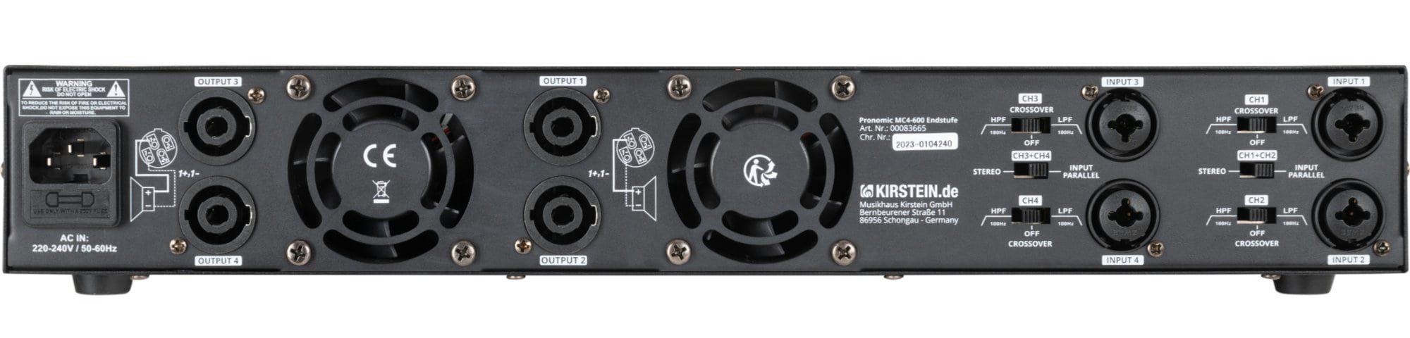 Pronomic MC4-600 Endstufe 4x 900 Watt Audioverstärker (Anzahl Kanäle: 4, 3600 W, Endstufe mit flexibler Schaltung & einstellbarer Grenzfrequenz)