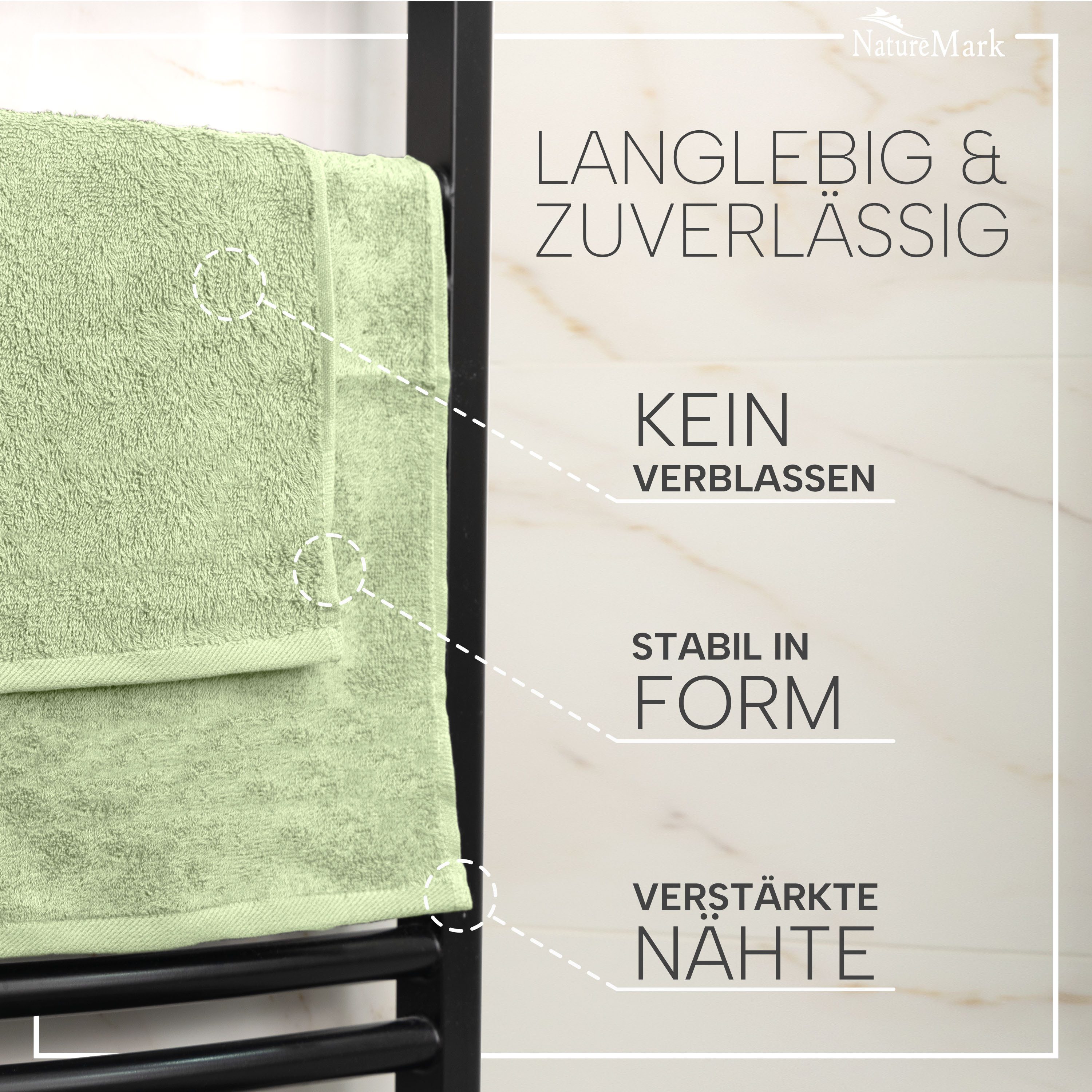 NatureMark Gästehandtuch 20er-Sparpack Frottier Gästetücher 30x50cm, 100% Baumwolle (20-St), GÃ¤stehandtuch 30x50cm Moos grÃ¼n