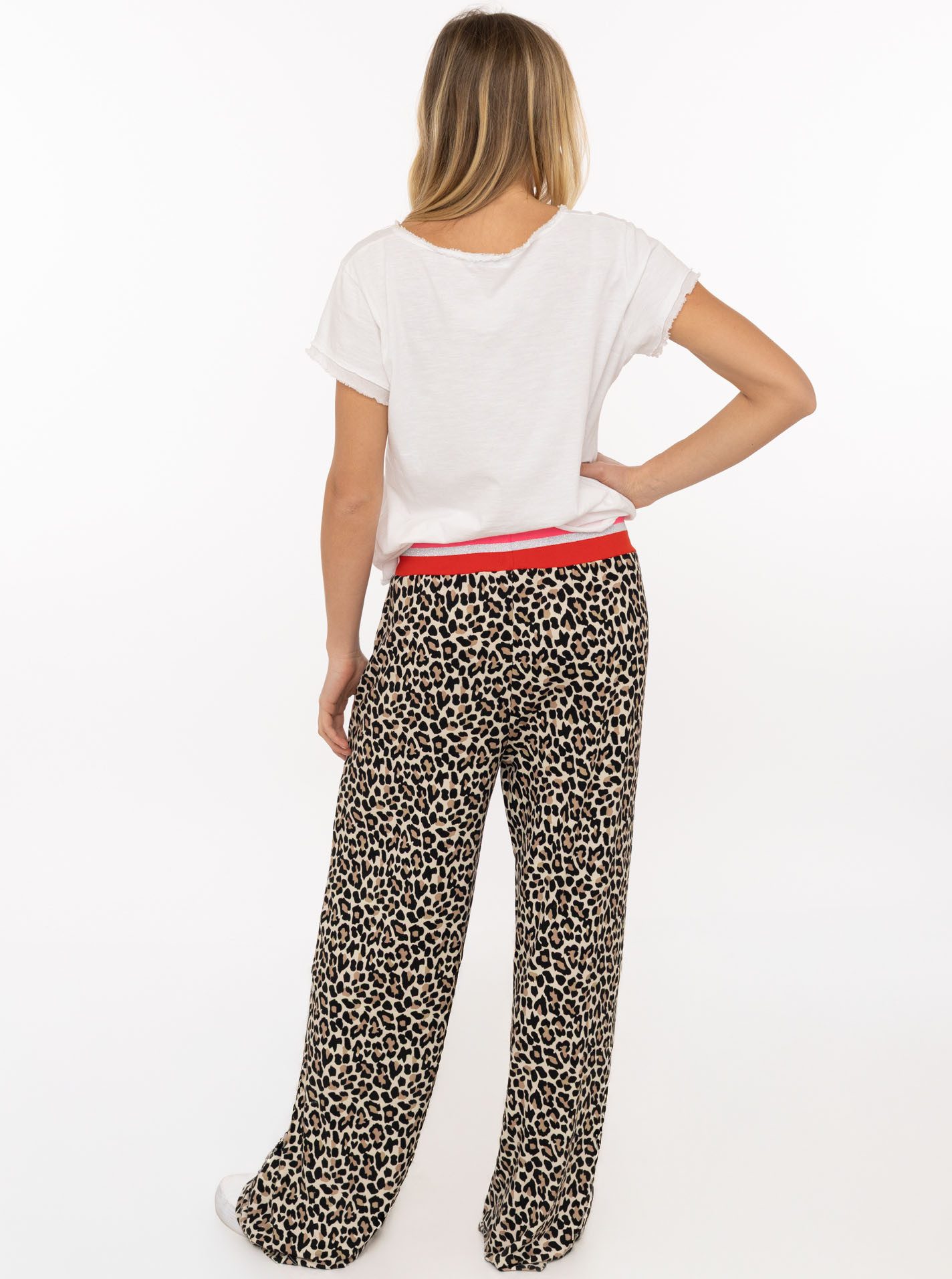 Zwillingsherz Stoffhose "Leo" Elastischer Bund, Leomuster, fließender Stoff, leichtes Material