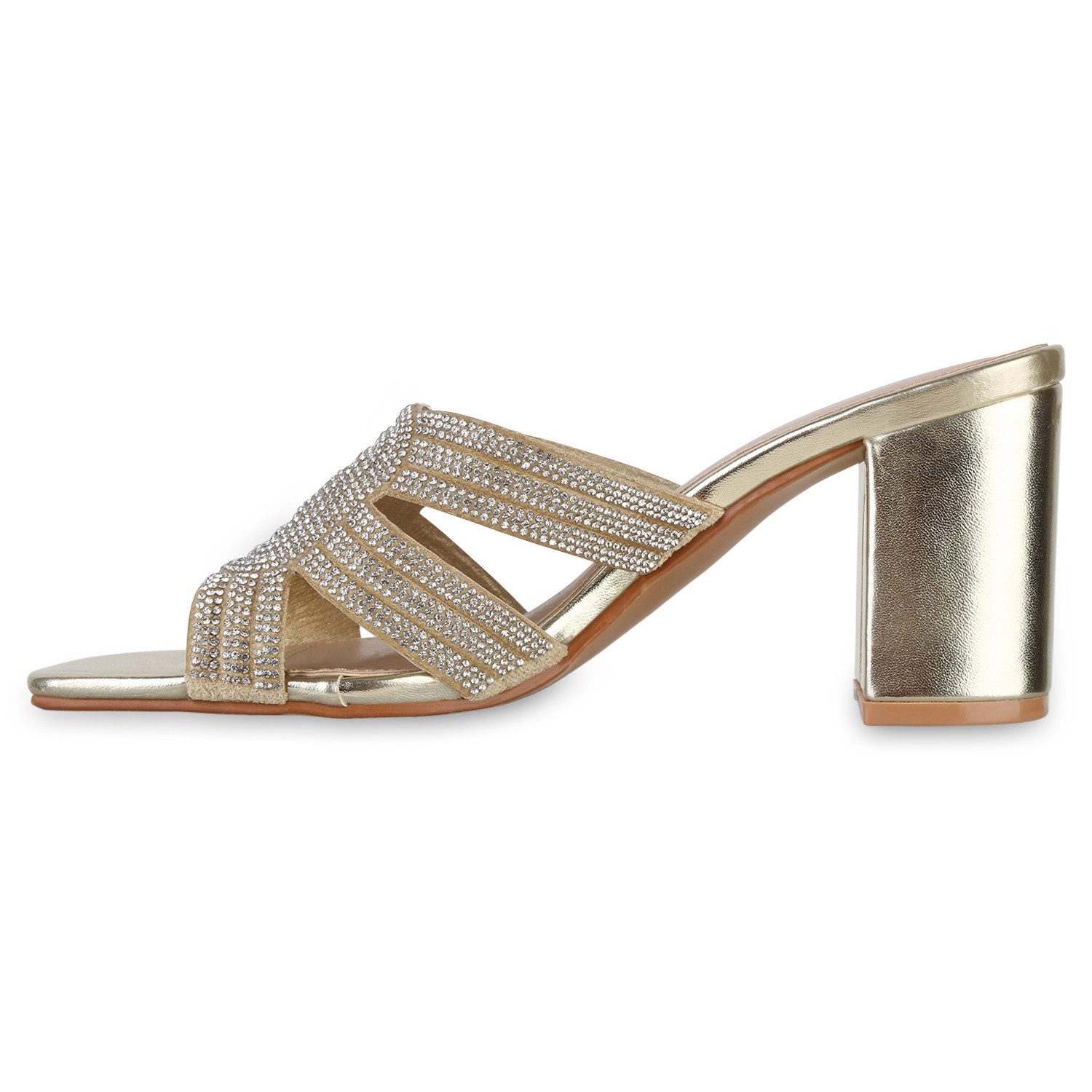 VAN HILL 841549 Sandalette Damen Pantoletten Sandaletten Klassische Strass günstig online kaufen