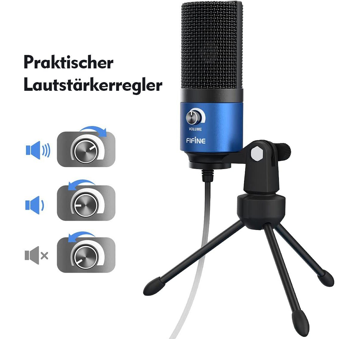 FIFINE Mikrofon USB Kondensator Mikrofon Streaming mit Ständer PC Mac