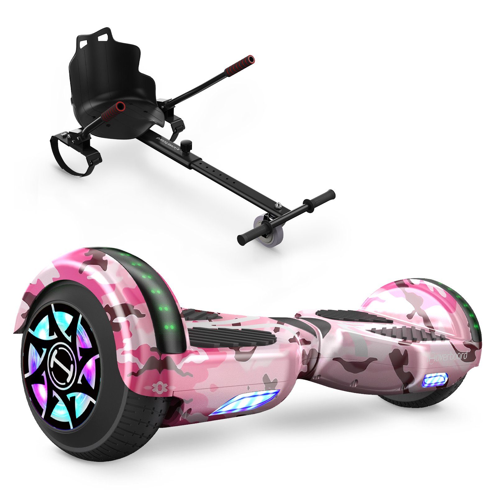 iSinwheel Balance Scooter Kart 6,5“ Hoverboard mit sitz Hoverkart LED-Light, 700,00 W, 12,00 km/h, Selbstausgleichsfunktion
