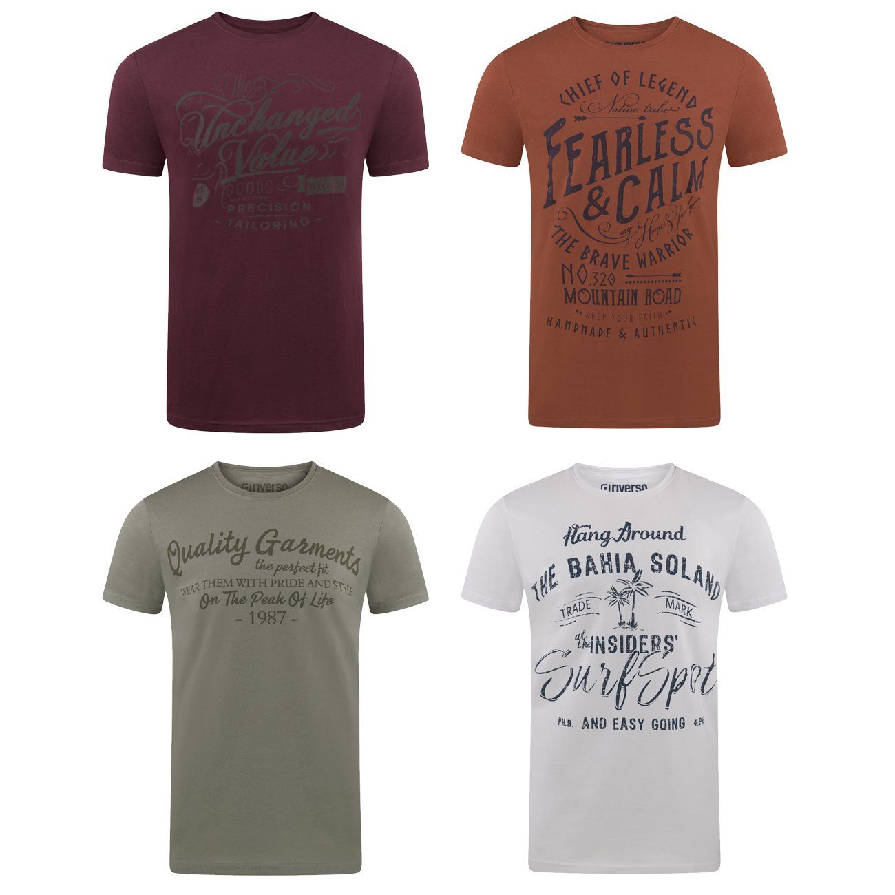 riverso T-Shirt Herren Printshirt RIVLeon Regular Fit (4-tlg) Kurzarm Tee S günstig online kaufen