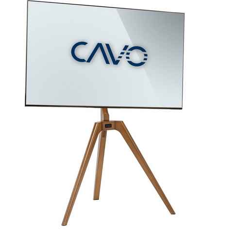 CAVO TV-Staffelei TV-Standfuß Stativ aus Walnussholz natur braun TV-Ständer, (Dreibein Ständer - einfache Installation & Sturzsicherung)