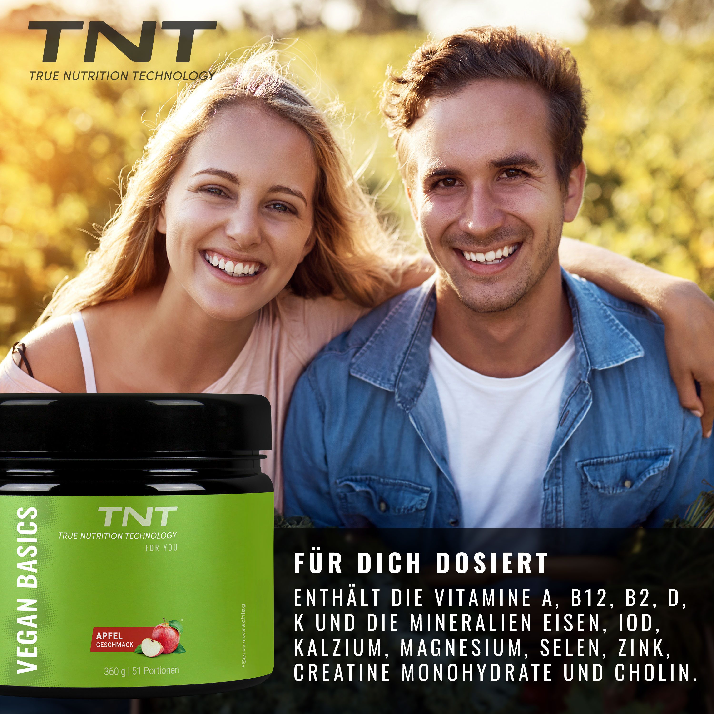TNT (True Nutrition Technology) Vegan Basics - optimale Vitamin- und Mineralien-Mischung + Creatine Pulver, 360 g