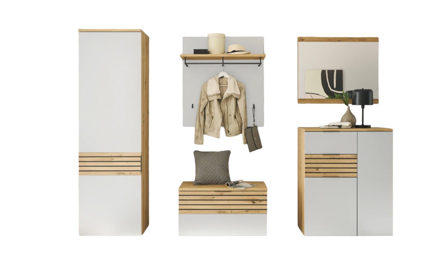 moebel-dich-auf Garderoben-Set MAILAND, (Komplett-Set, Garderobenschrank + günstig online kaufen