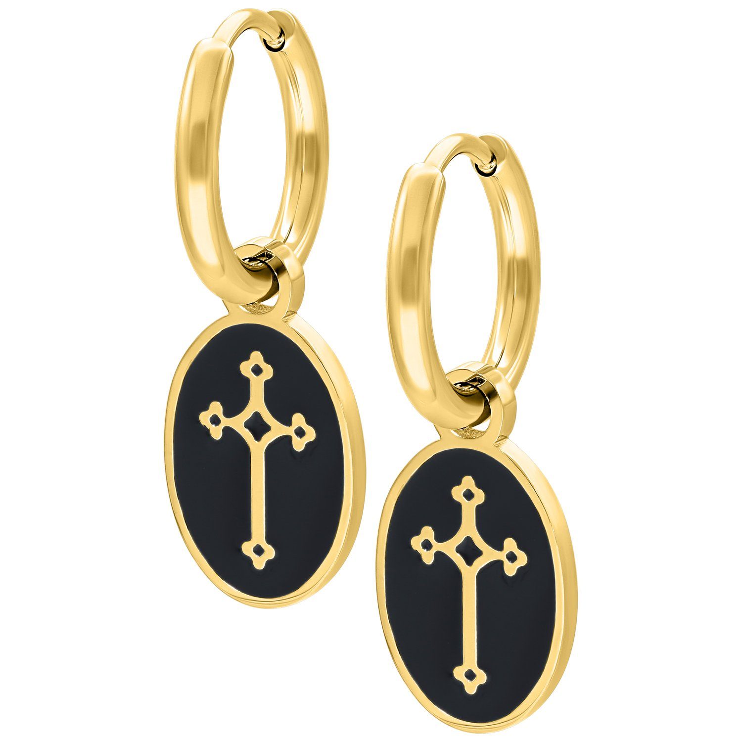 Wildcat Paar Серьги-кольца Little Vintage Cross Hoops, Hochglanzpoliert,Wasserfest