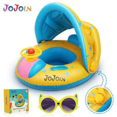 WILBEST Schwimmring Baby Schwimmring - Aufblasbare Baby Schwimmen Float Ring (mit Langlebigen Süßen Katzensonnenbrillen und Abnehmbarem Sonnendach für Kleinkinder)